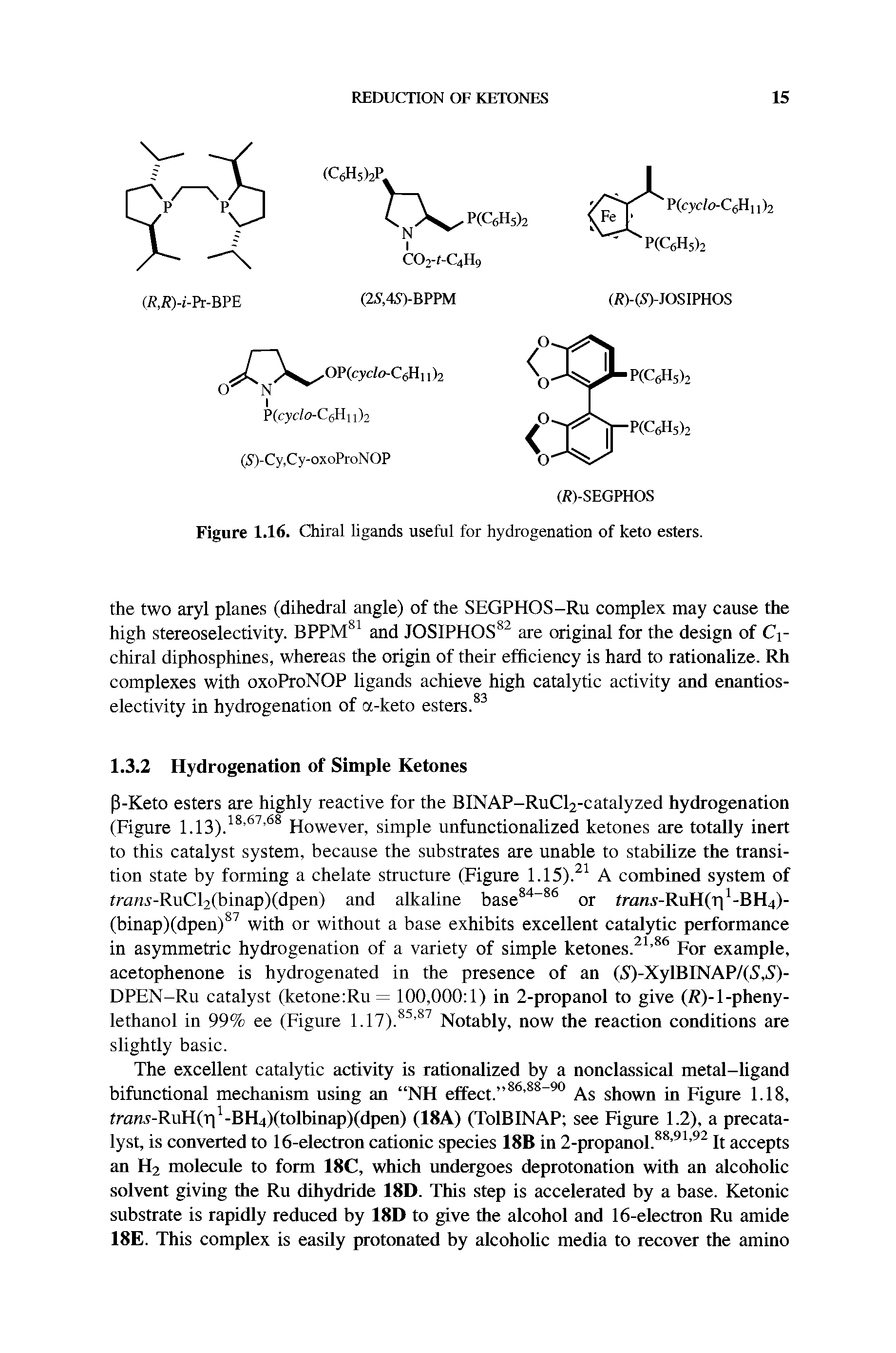 Figure 1.16. Chiral ligands useful for hydrogenation of keto esters.