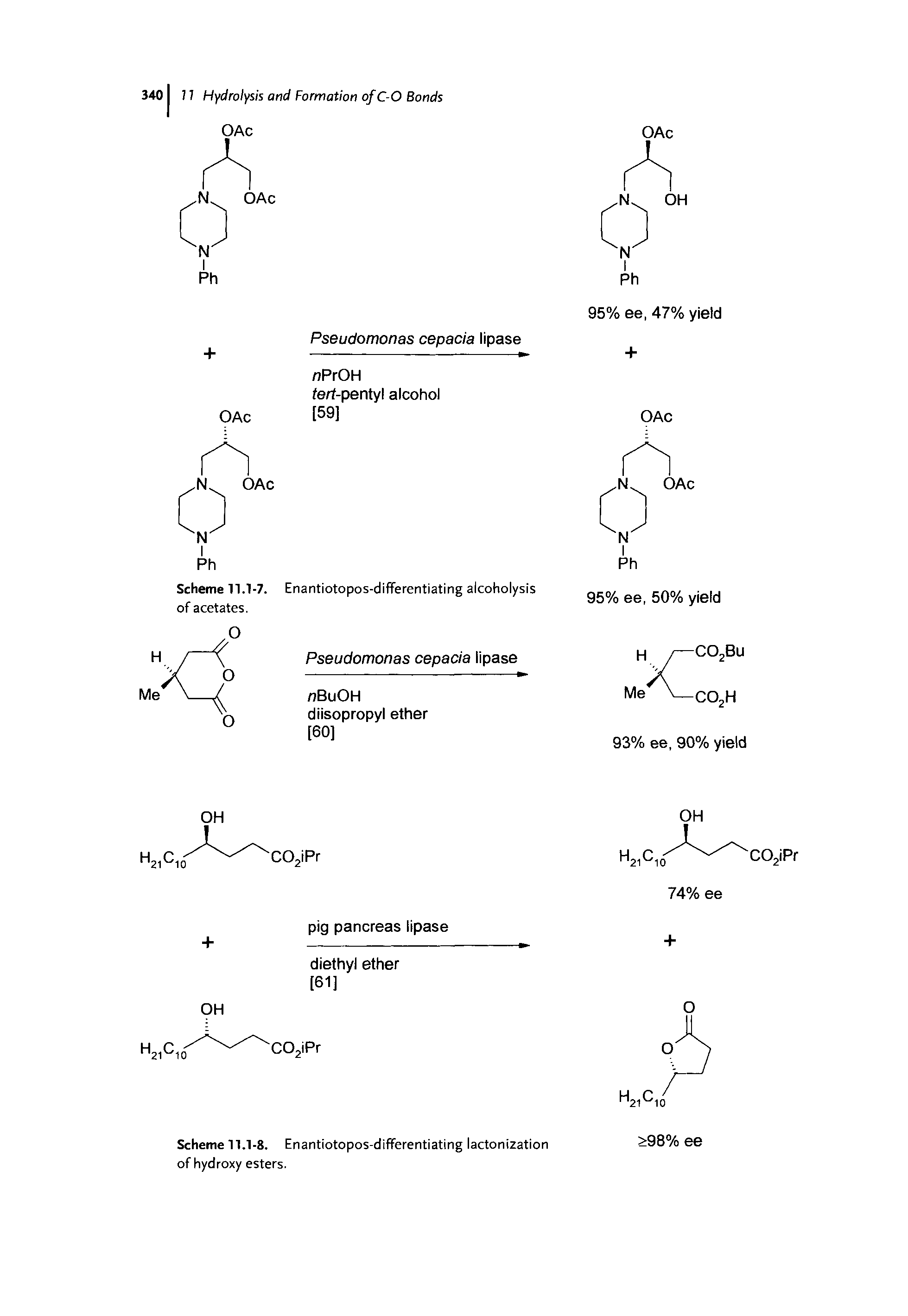 Scheme 11.1-8. Enantiotopos-differentiating lactonization of hydroxy esters.