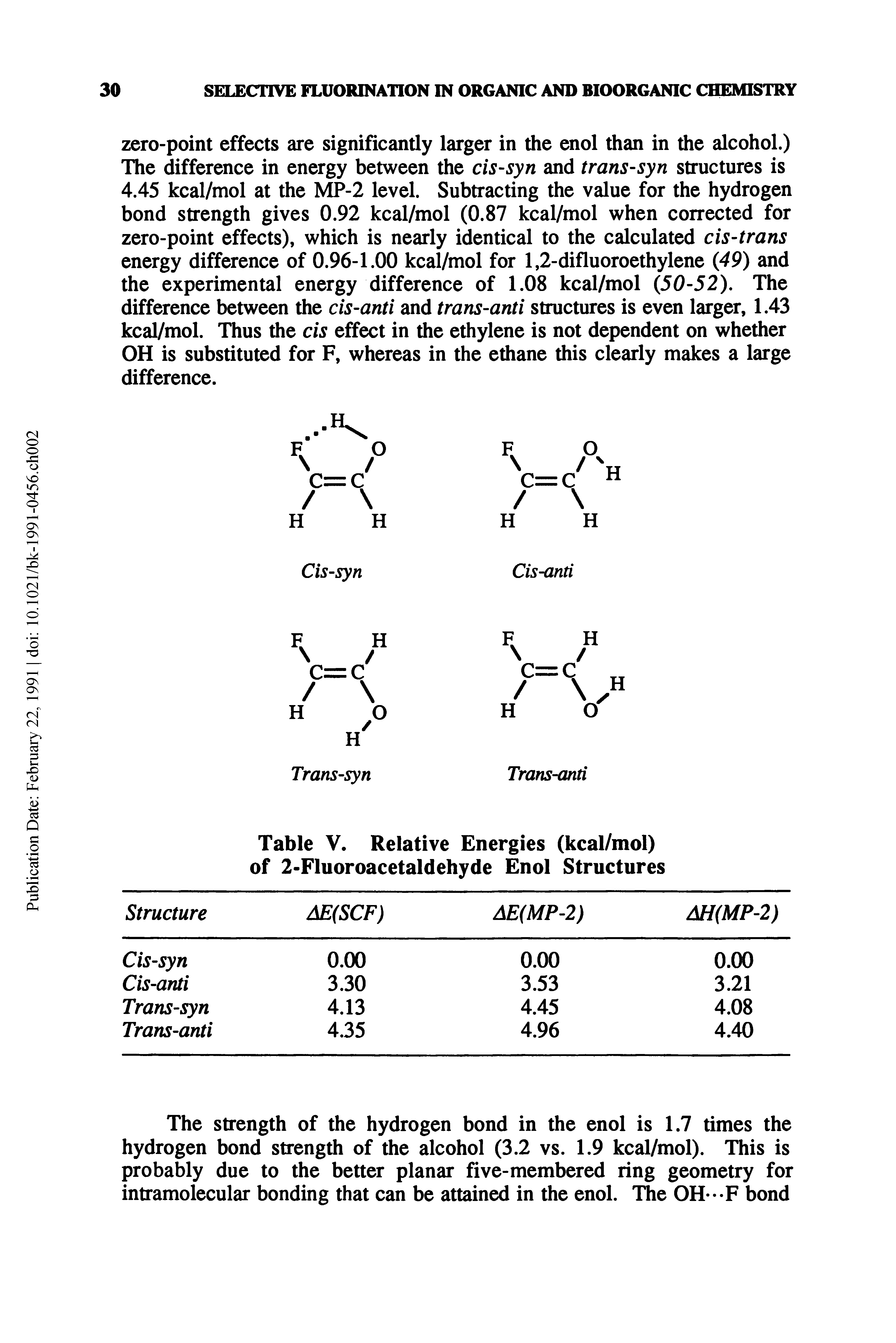 Table V. Relative Energies (kcal/mol) of 2-Fluoroacetaldehyde Enol Structures...