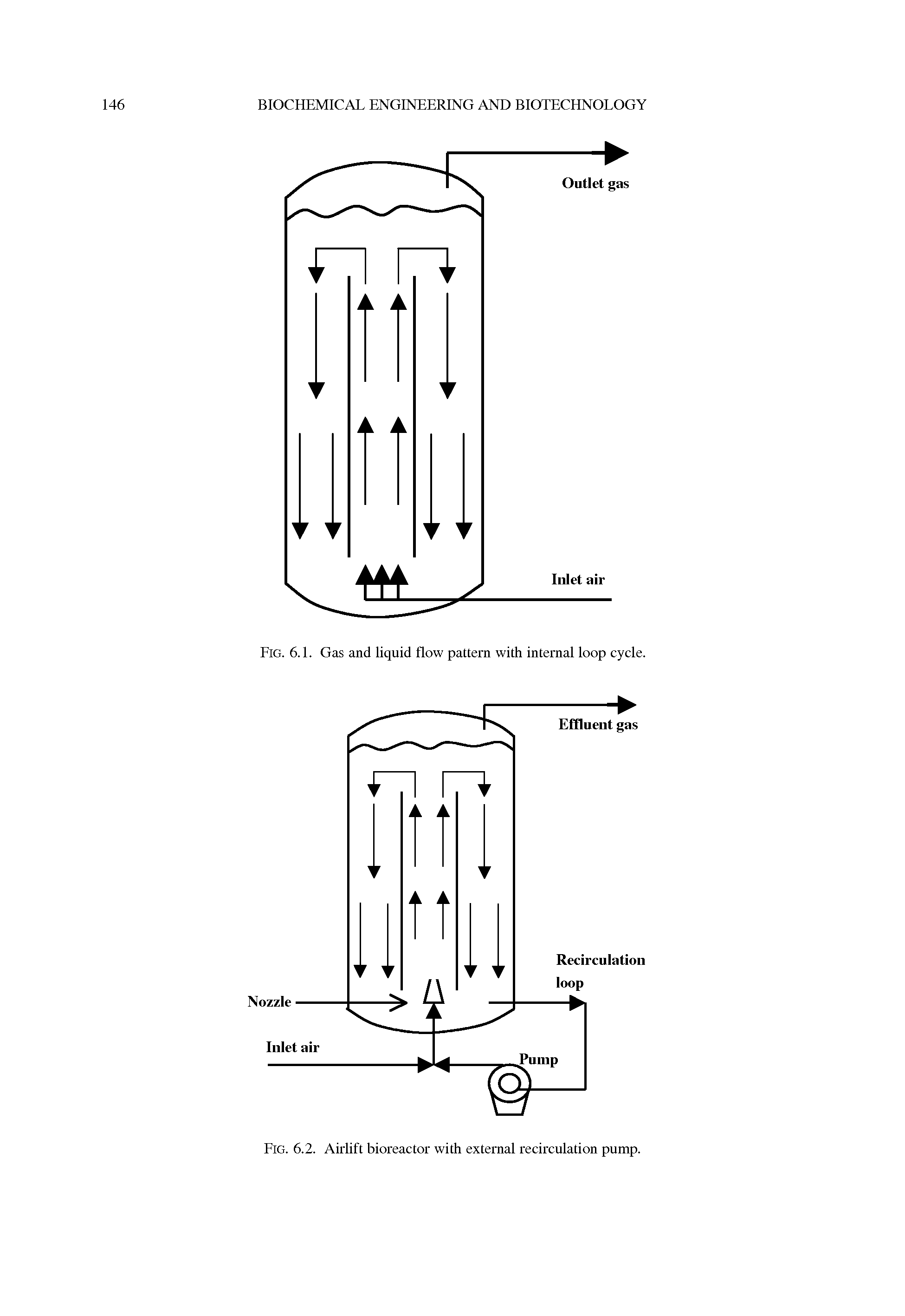 Fig. 6.2. Airlift bioreactor with external recirculation pump.