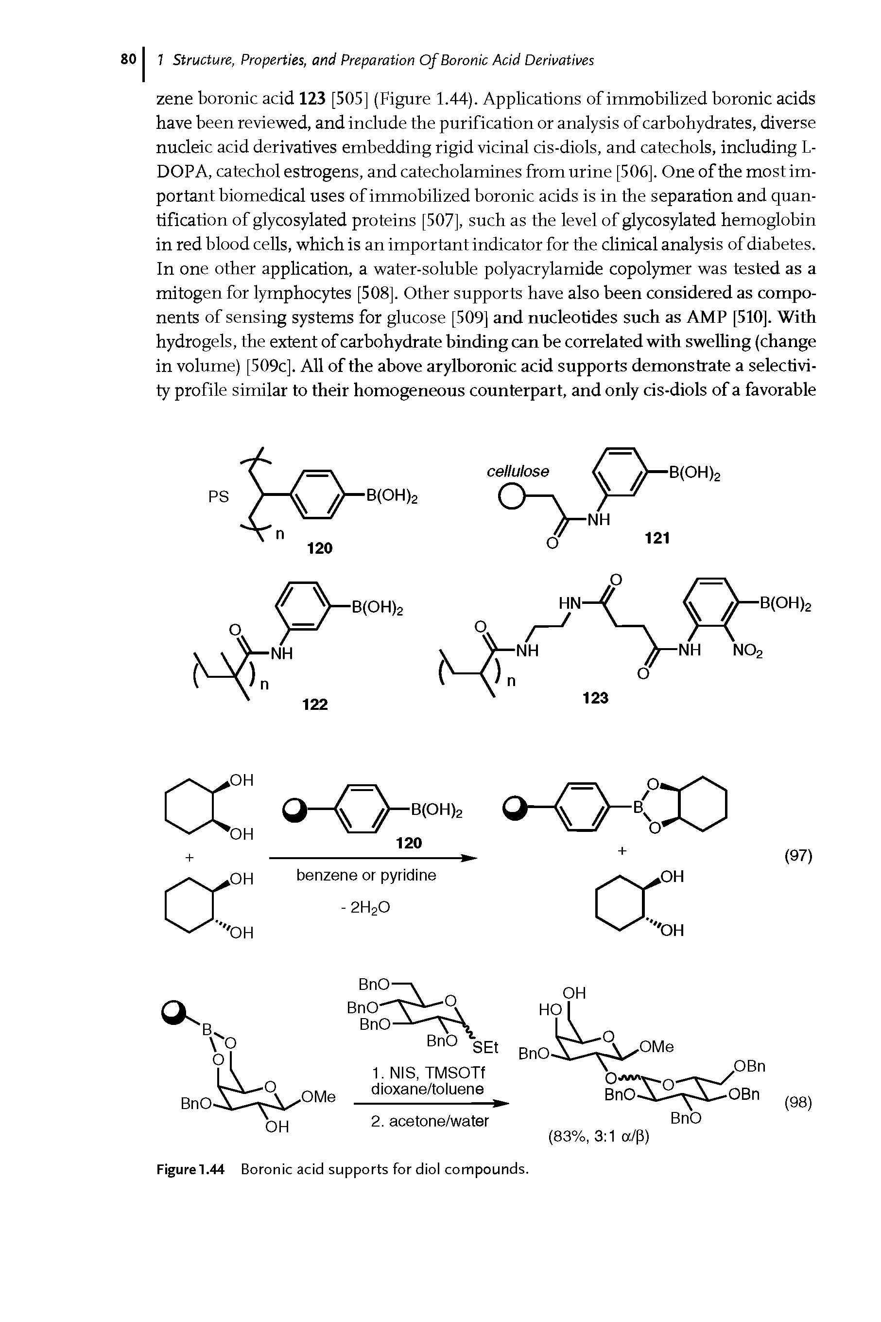 Figure1.44 Boronic acid supports for diol compounds.