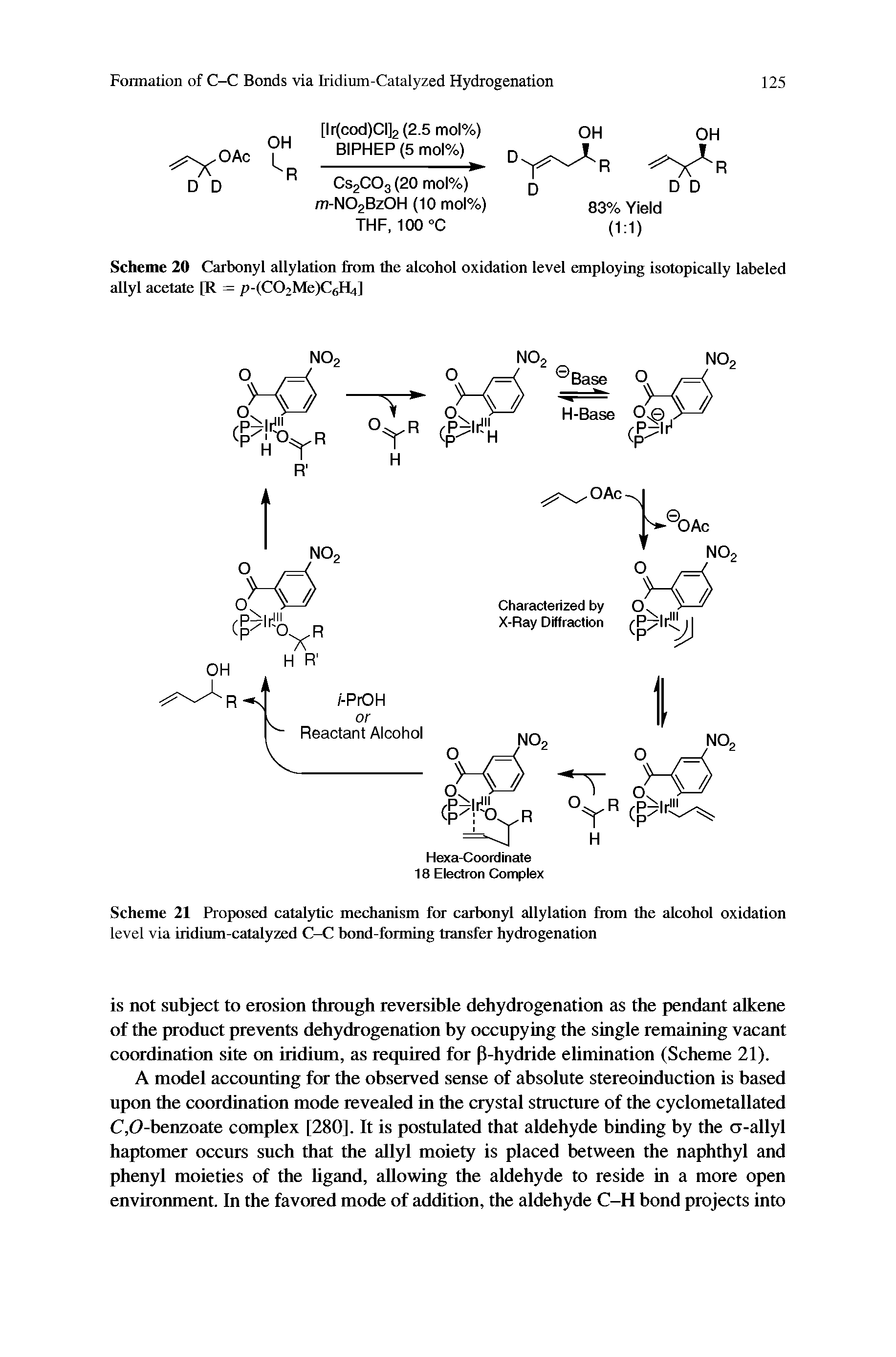 Scheme 20 Carbonyl allylation from the alcohol oxidation level employing isotopically labeled allyl acetate [R = p-(C02Me)C6H4]...