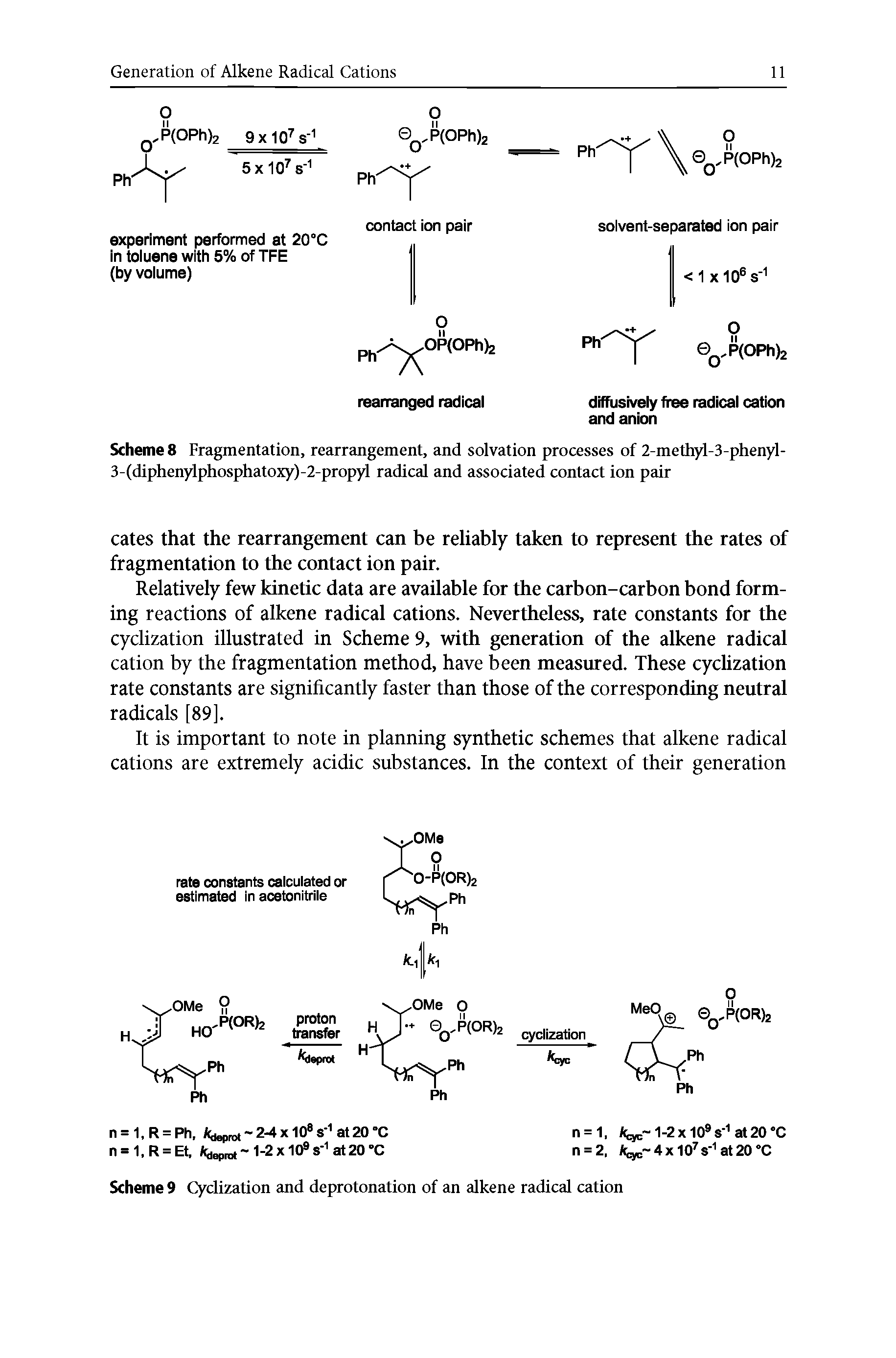 Scheme 9 Cyclization and deprotonation of an alkene radical cation...