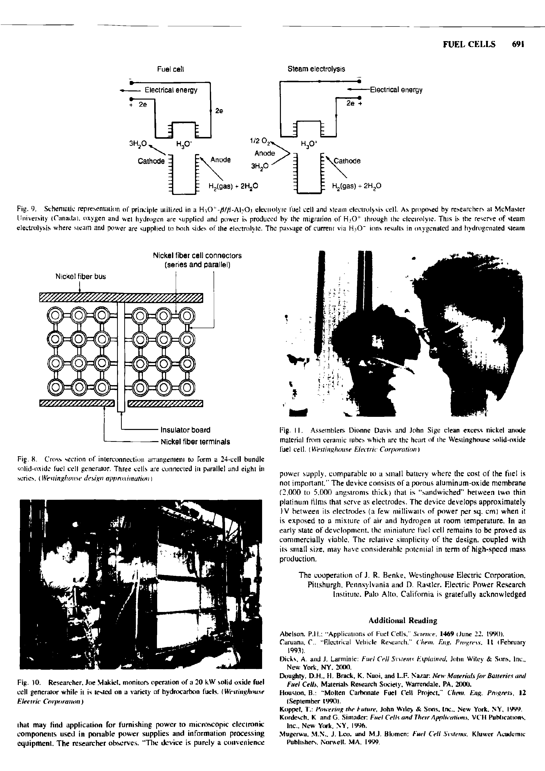 Fig. 8. Cross section of interconnection uirungemem to Term u 24-ccll bundle solid-oxide fuel cell generator. Three cells are connected in parallel and eighi in scries. ( Westinghon.se design approximation)...