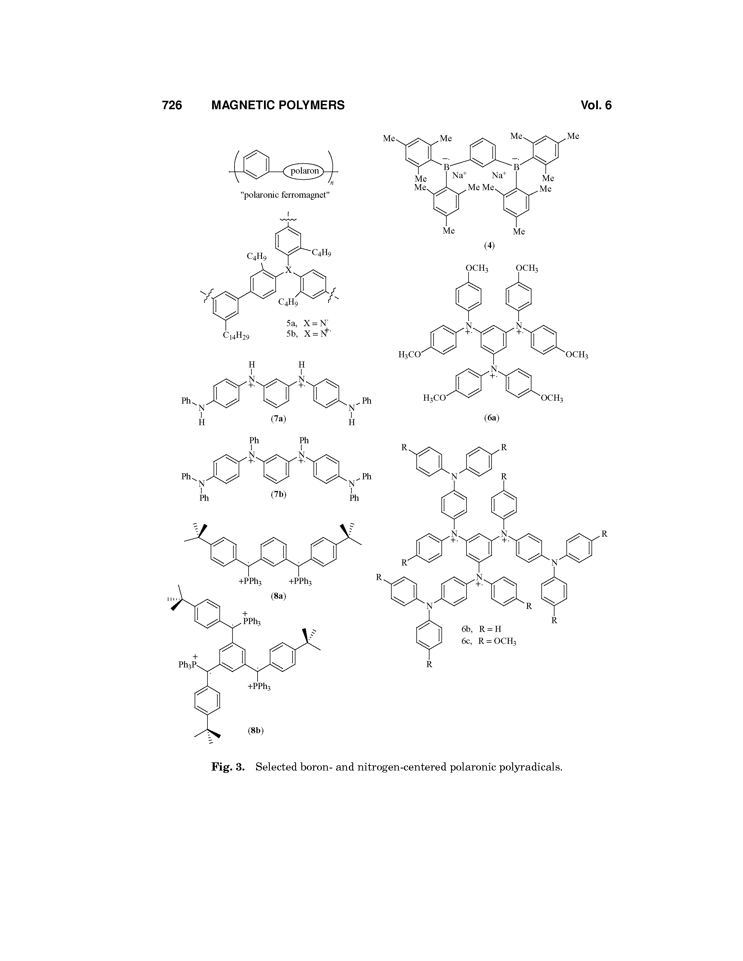 Fig. 3. Selected boron- and nitrogen-centered polaronic polyradicals.