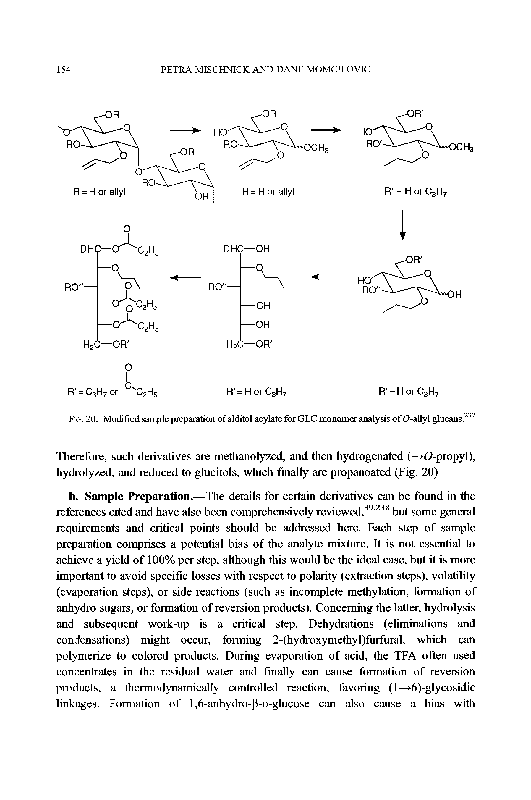 Fig. 20. Modified sample preparation of alditol acylate for GLC monomer analysis of O-allyl glucans. ...