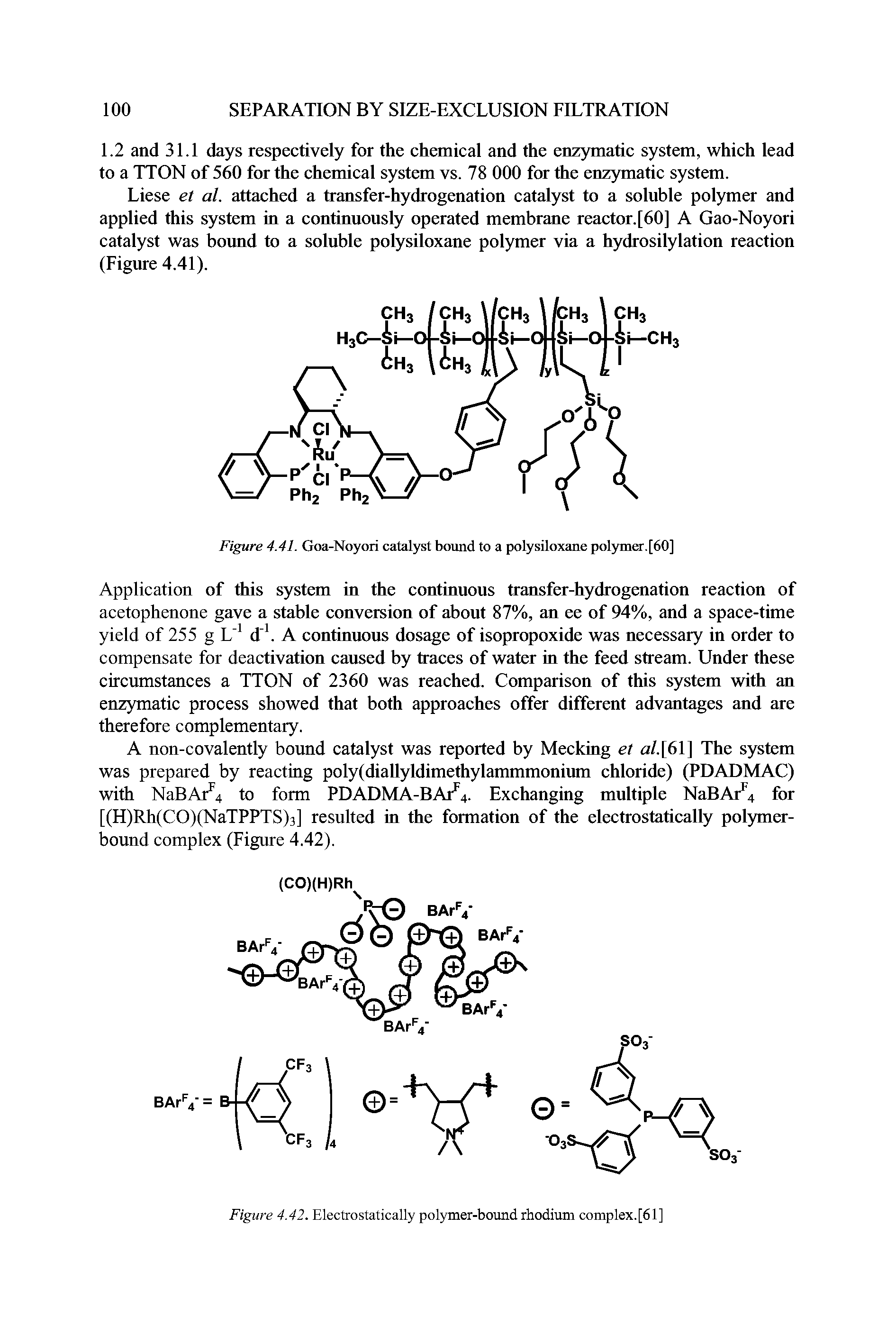 Figure 4.41. Goa-Noyori catalyst bound to a polysiloxane polymer.[60]...