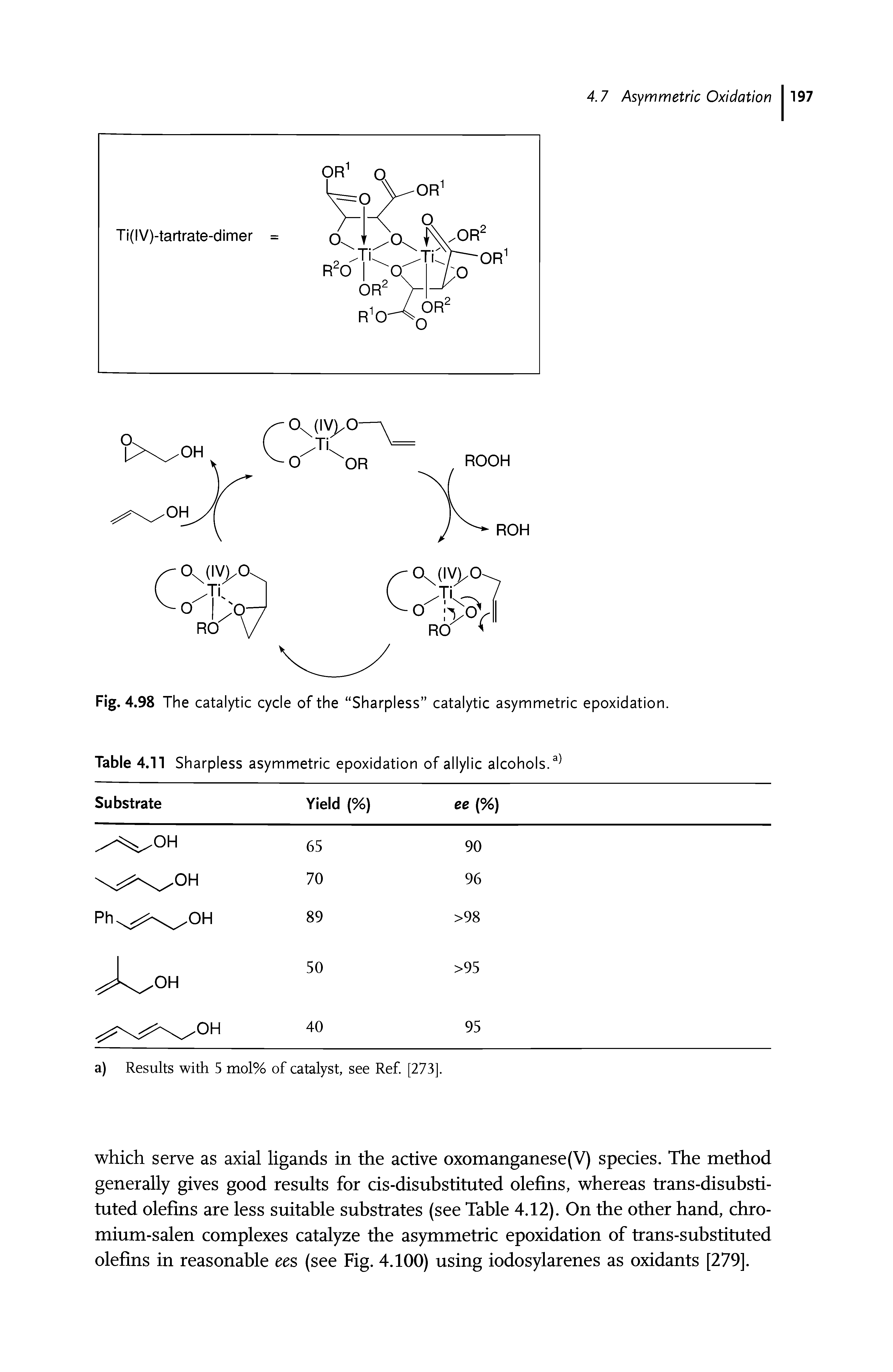 Table 4.11 Sharpless asymmetric epoxidation of allylic alcohols.a)...