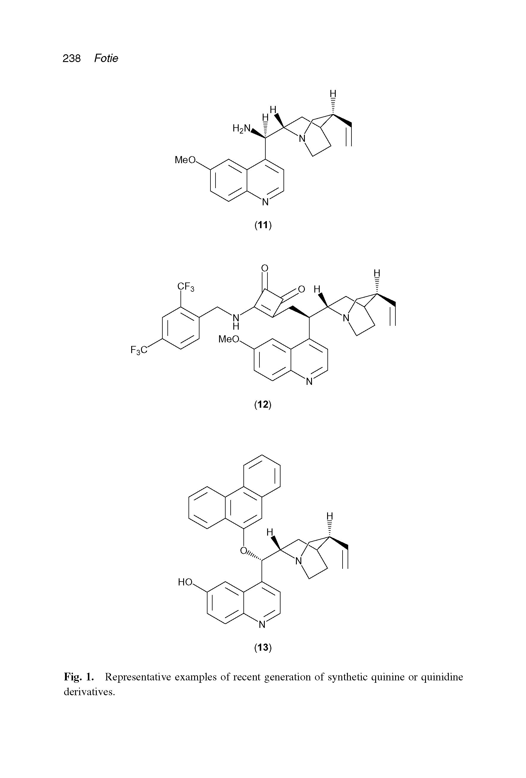 Fig. 1. Representative examples of recent generation of synthetic quinine or quinidine derivatives.