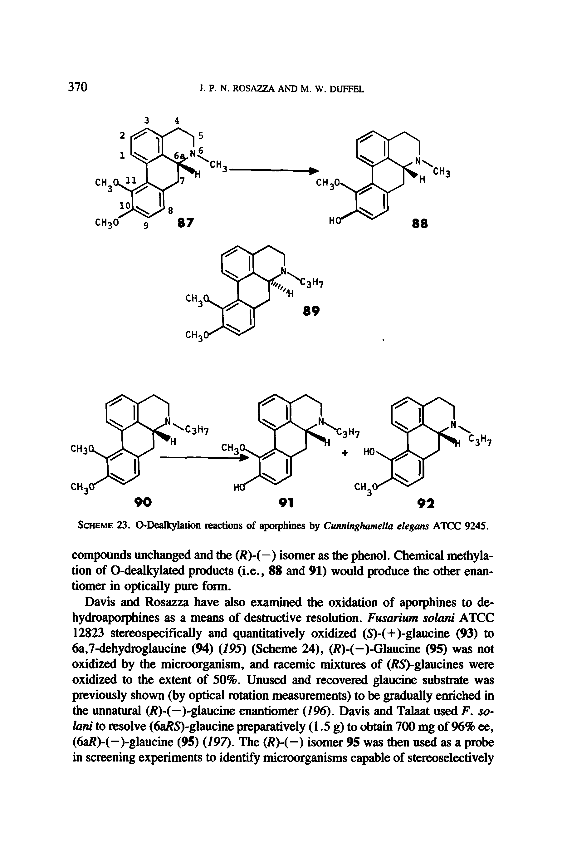 Scheme 23. O-Dealkylation reactions of apoiphines by Cunninghamella elegans ATCC 9245.
