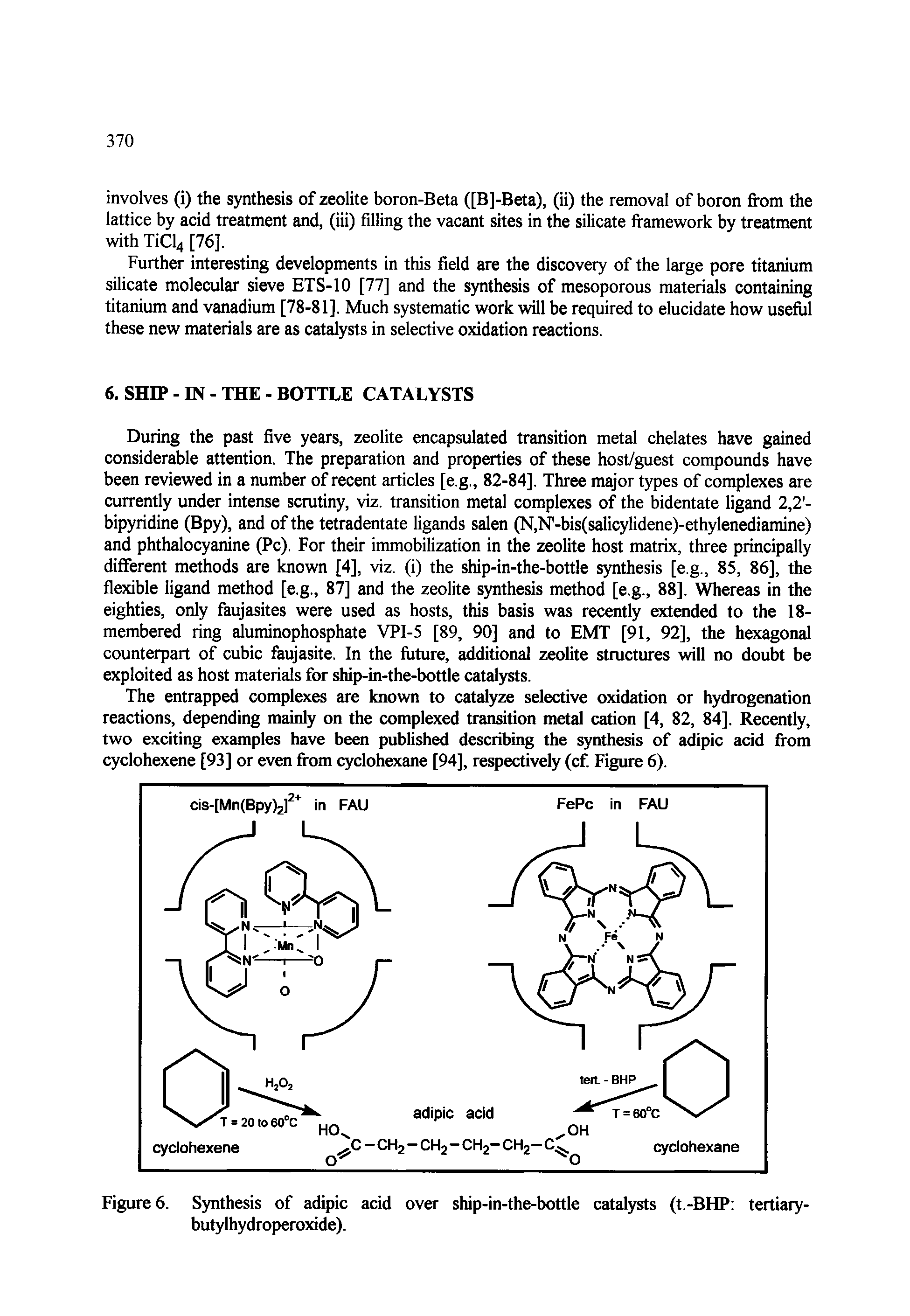 Figure 6. Synthesis of adipic acid over ship-in-the-bottle catalysts (t.-BHP tertiary-butylhydroperoxide).