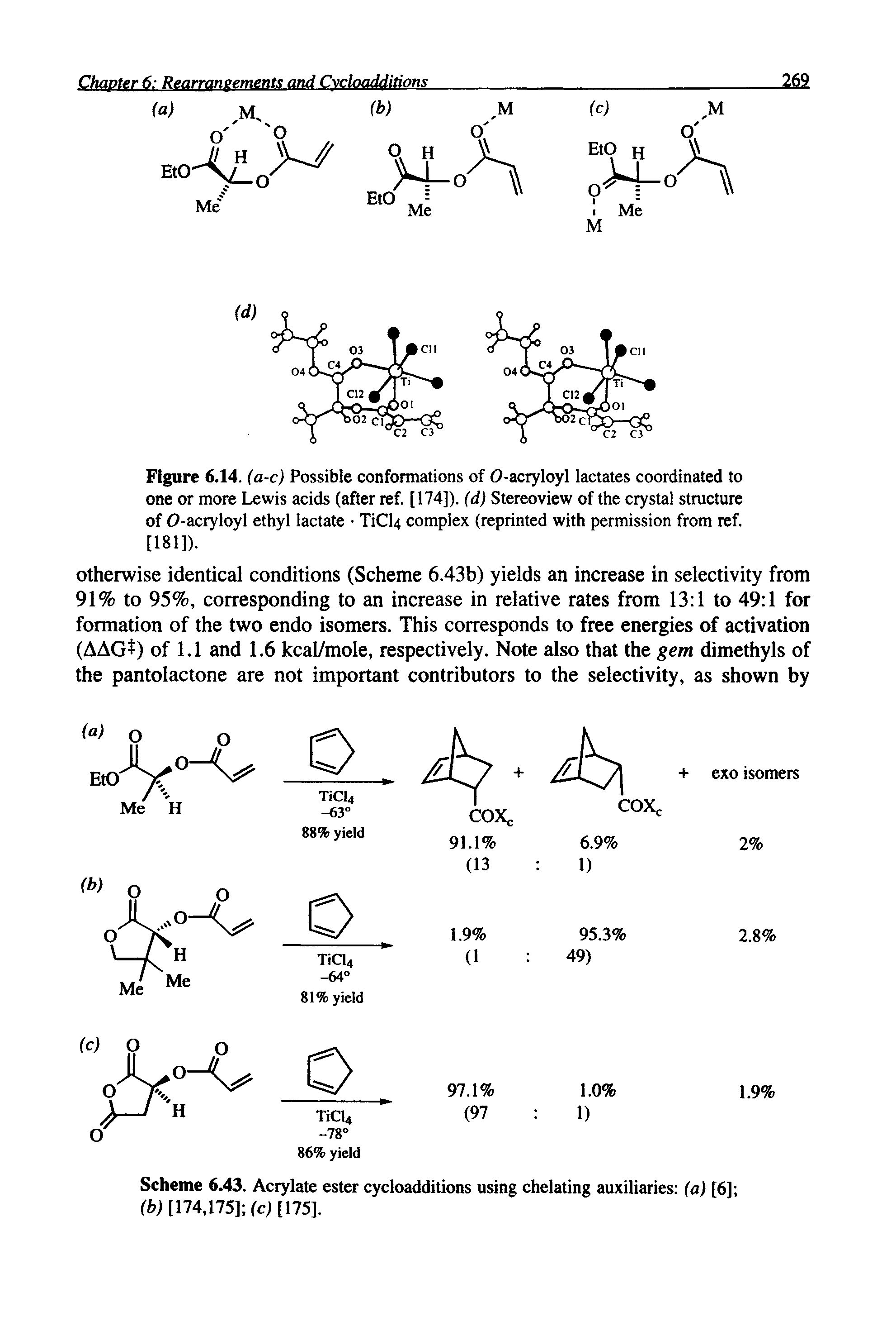 Scheme 6.43. Acrylate ester cycloadditions using chelating auxiliaries (a) [6] ...