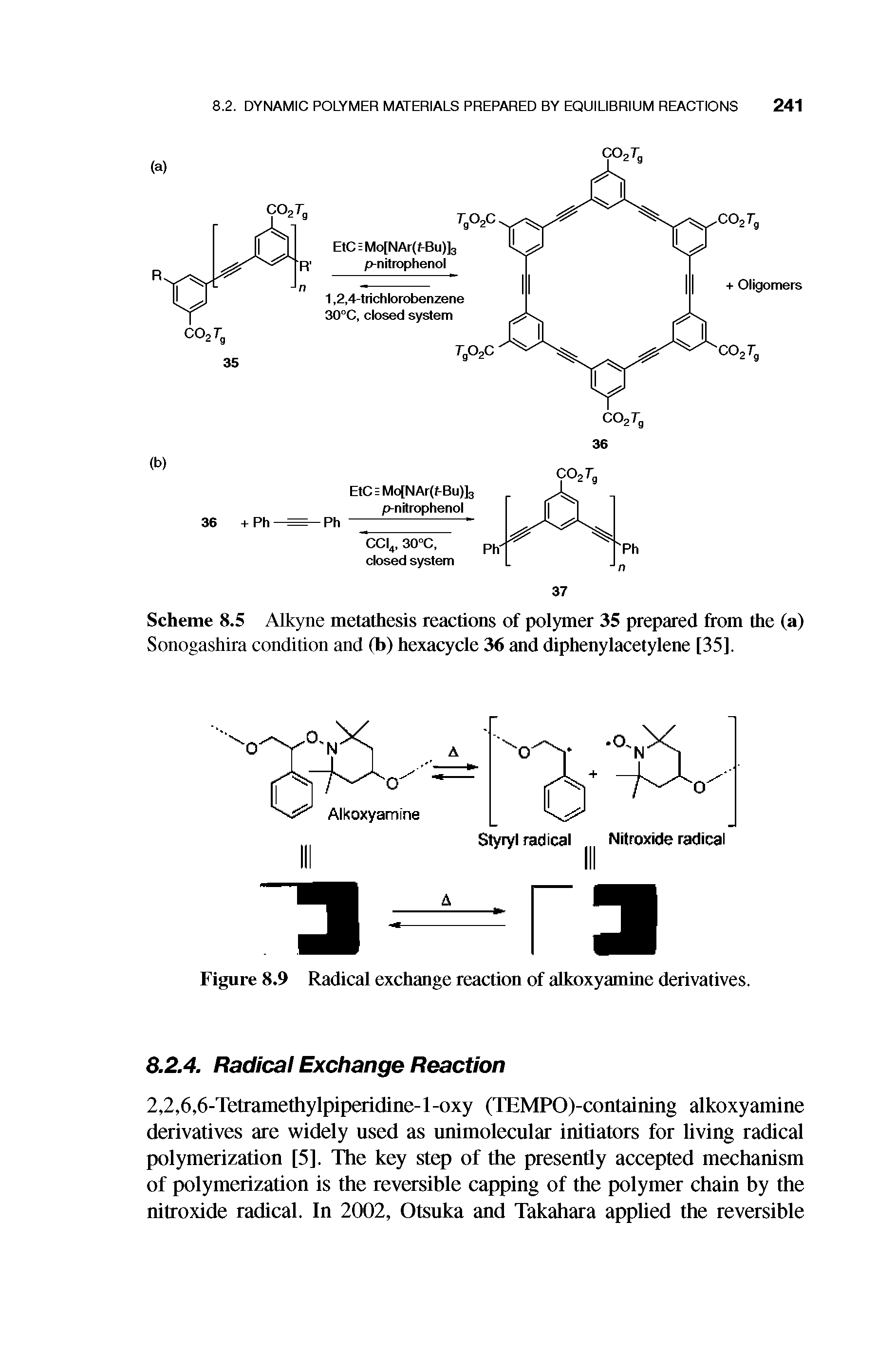 Figure 8.9 Radical exchange reaction of alkoxyamine derivatives.