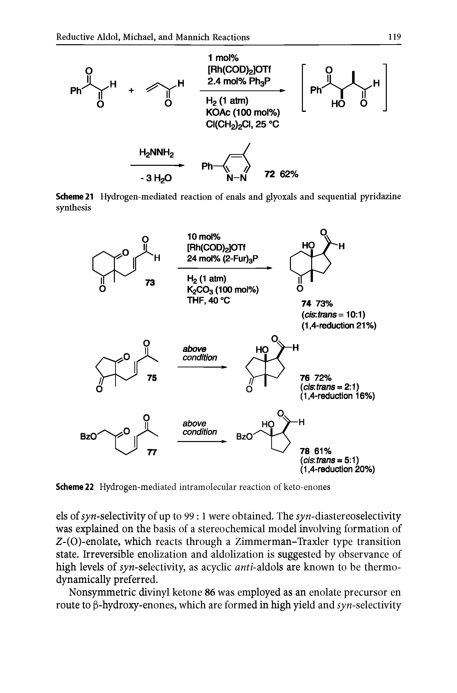 Scheme 21 Hydrogen-mediated reaction of enals and glyoxals and sequential pyridazine synthesis...