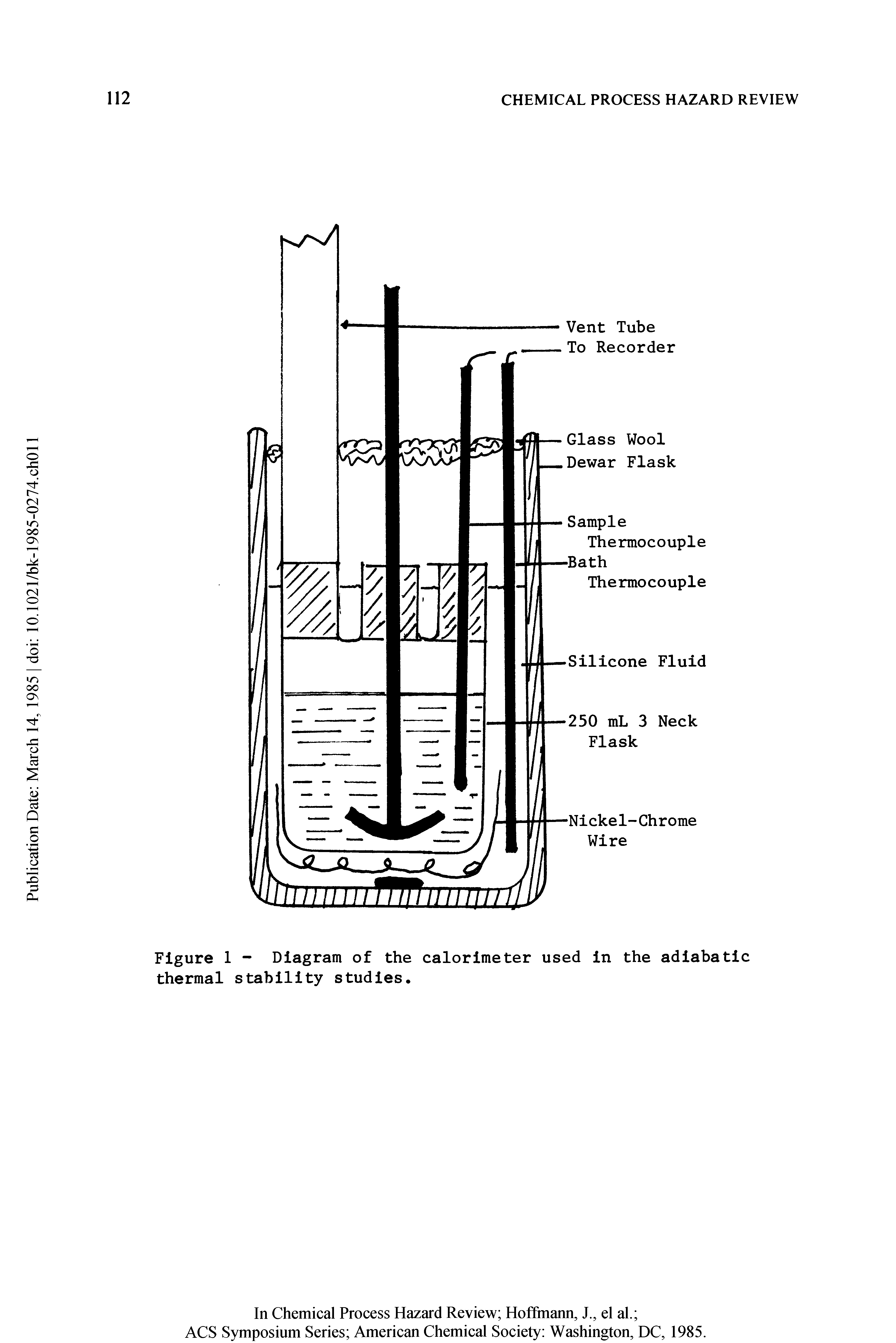 Figure 1 - Diagram of the calorimeter used in the adiabatic thermal stability studies.