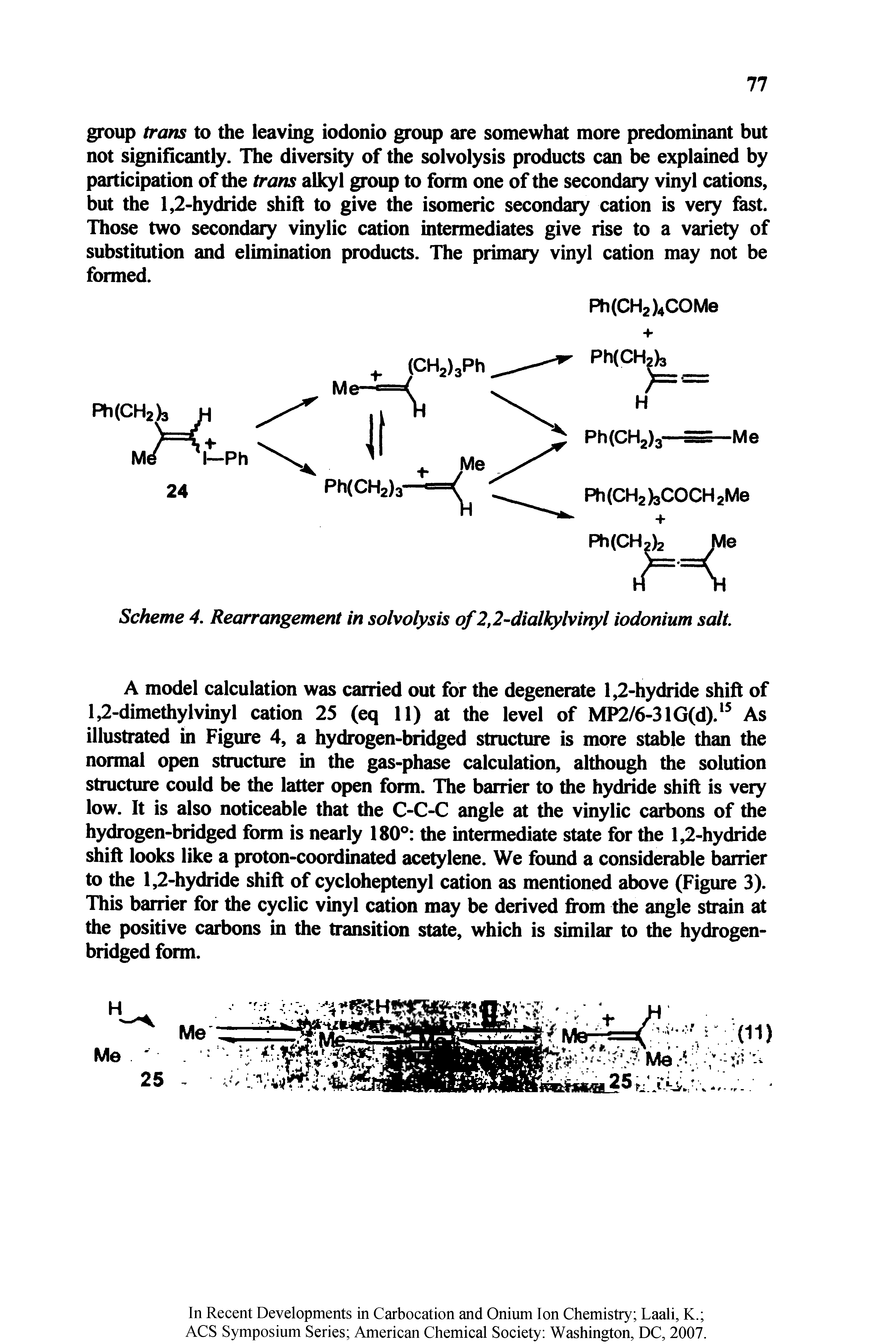 Scheme 4. Rearrangement in solvolysis of 2,2-dialkylvinyl iodonium salt.