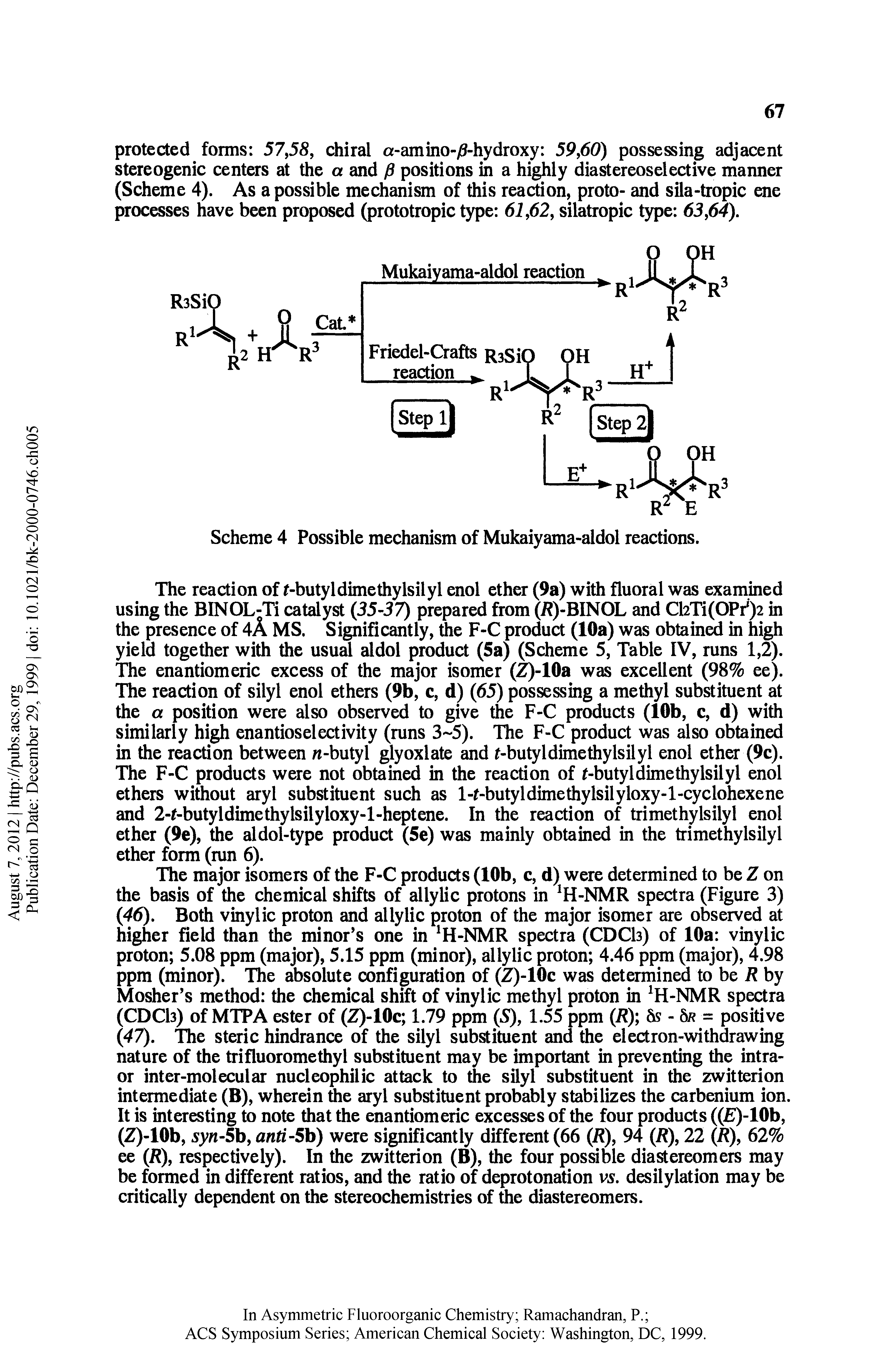 Scheme 4 Possible mechanism of Mukaiyama-aldol reactions.