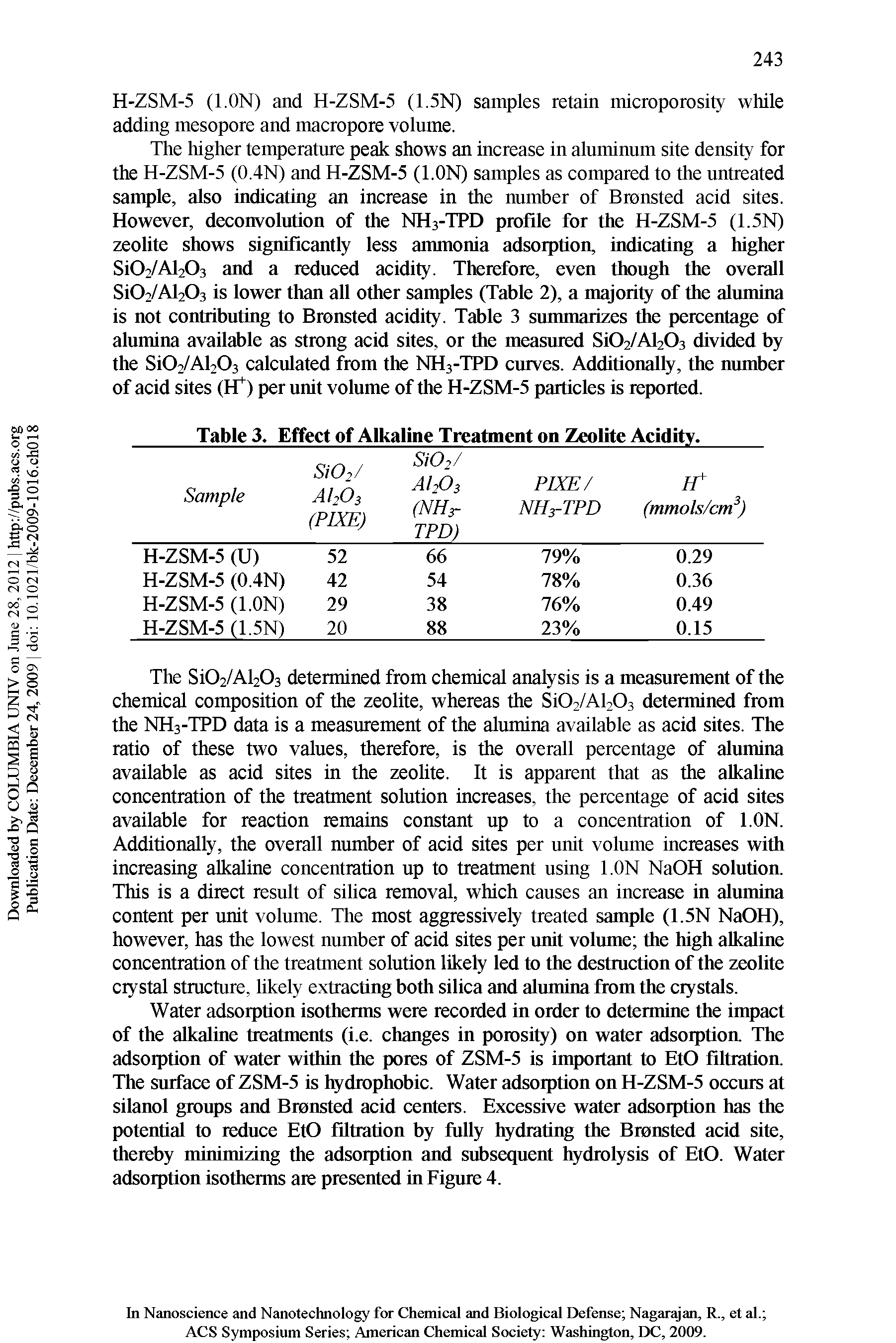 Table 3, Effect of Alkaline Treatment on Zeolite Acidity.