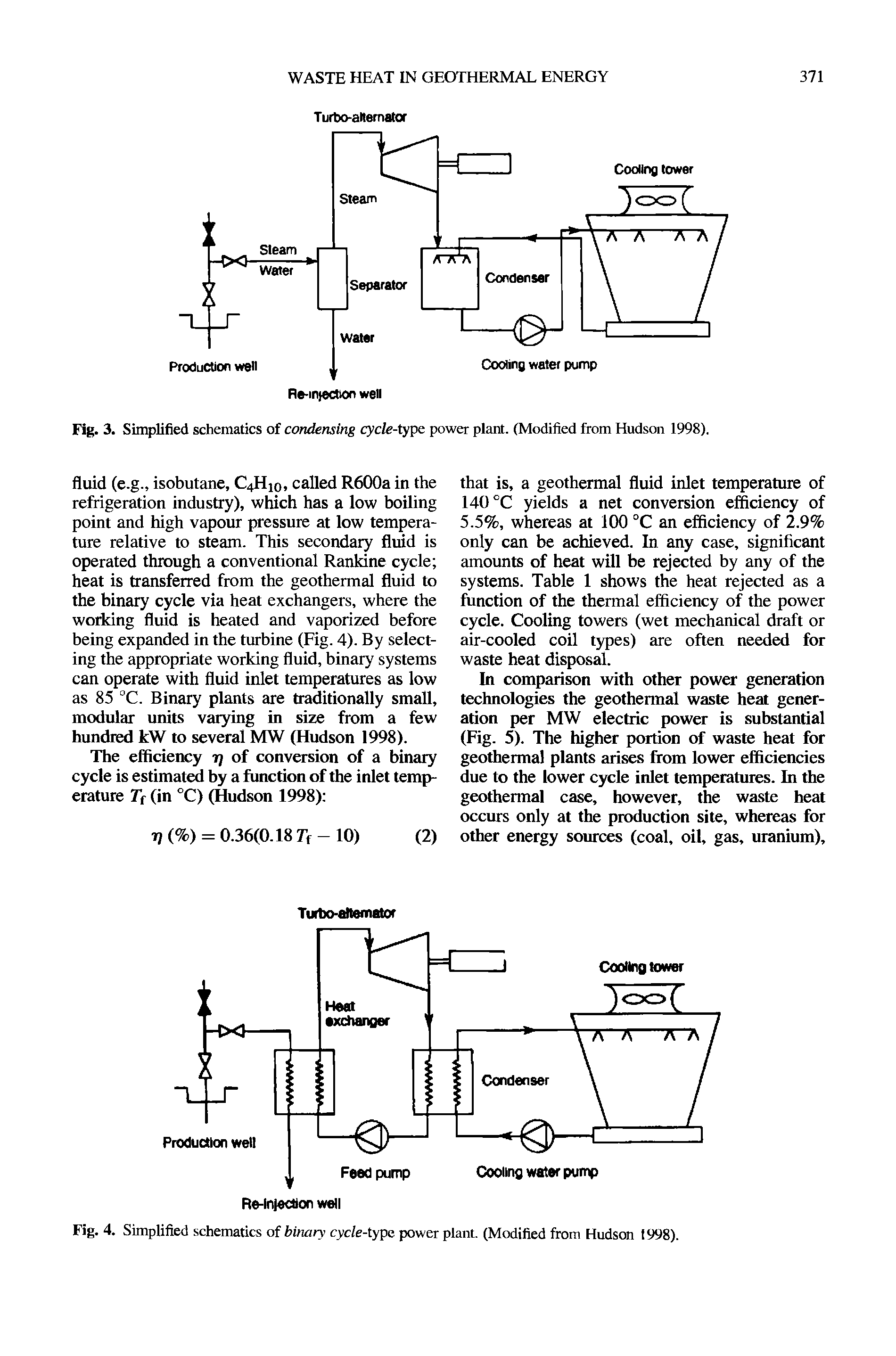 Fig. 3. Simplified schematics of condensing cycle-type power plant. (Modified from Hudson 1998).