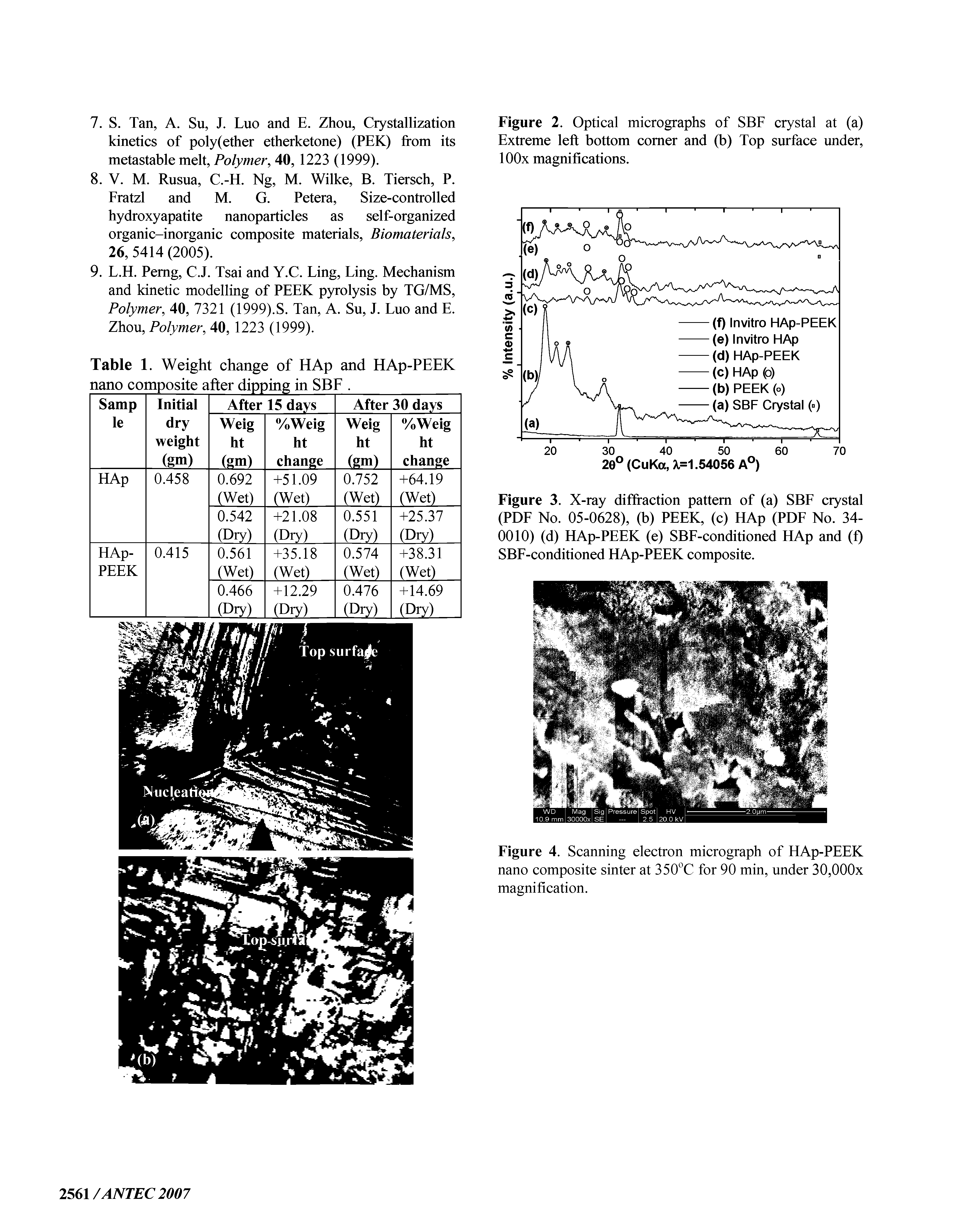 Figure 4. Scanning electron micrograph of HAp-PEEK nano composite sinter at 350°C for 90 min, under 30,000x magnification.