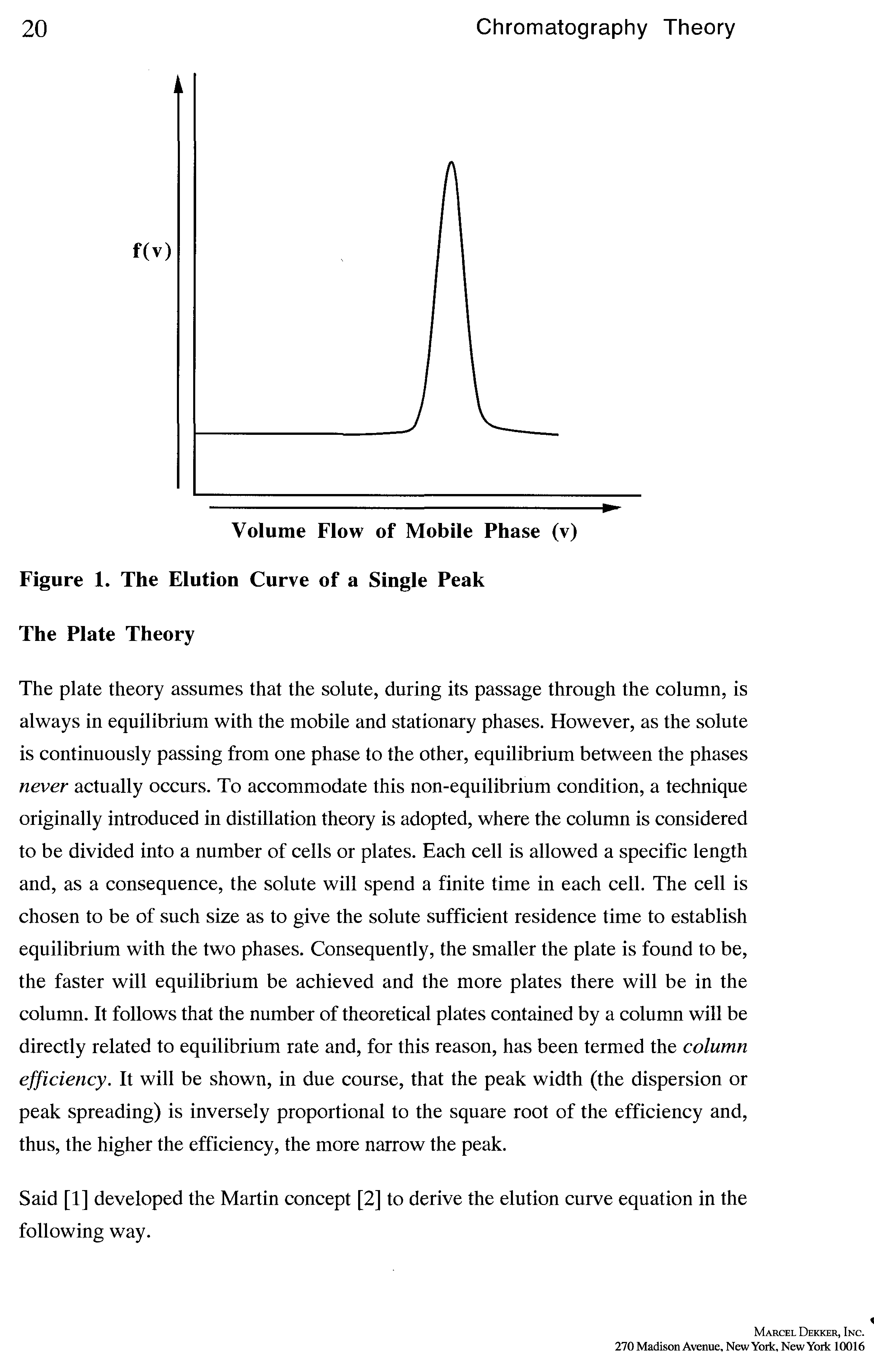 Figure 1. The Elution Curve of a Single Peak The Plate Theory...
