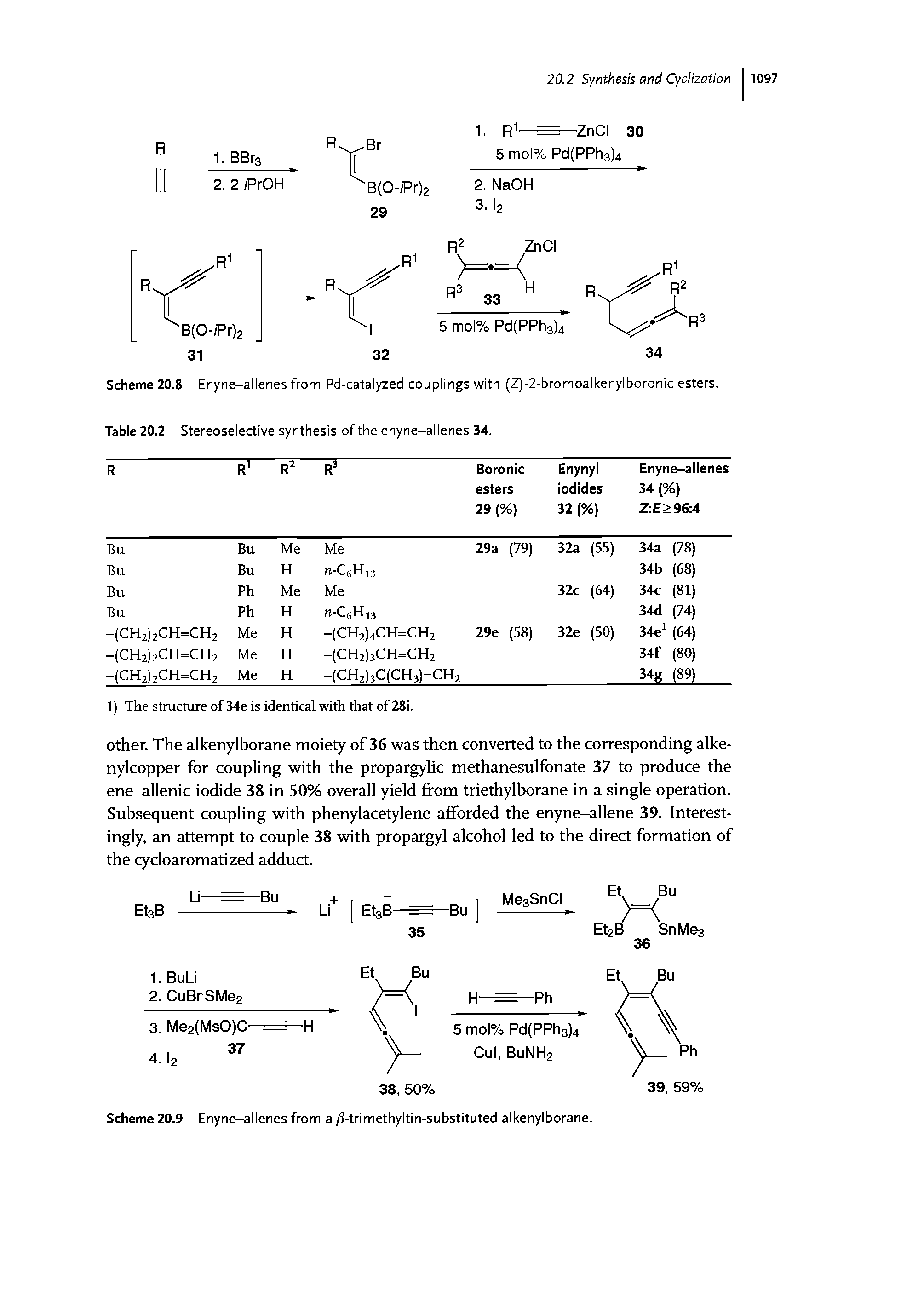 Scheme 20.9 Enyne-allenes from a /i-trimethyltin-substituted alkenylborane.