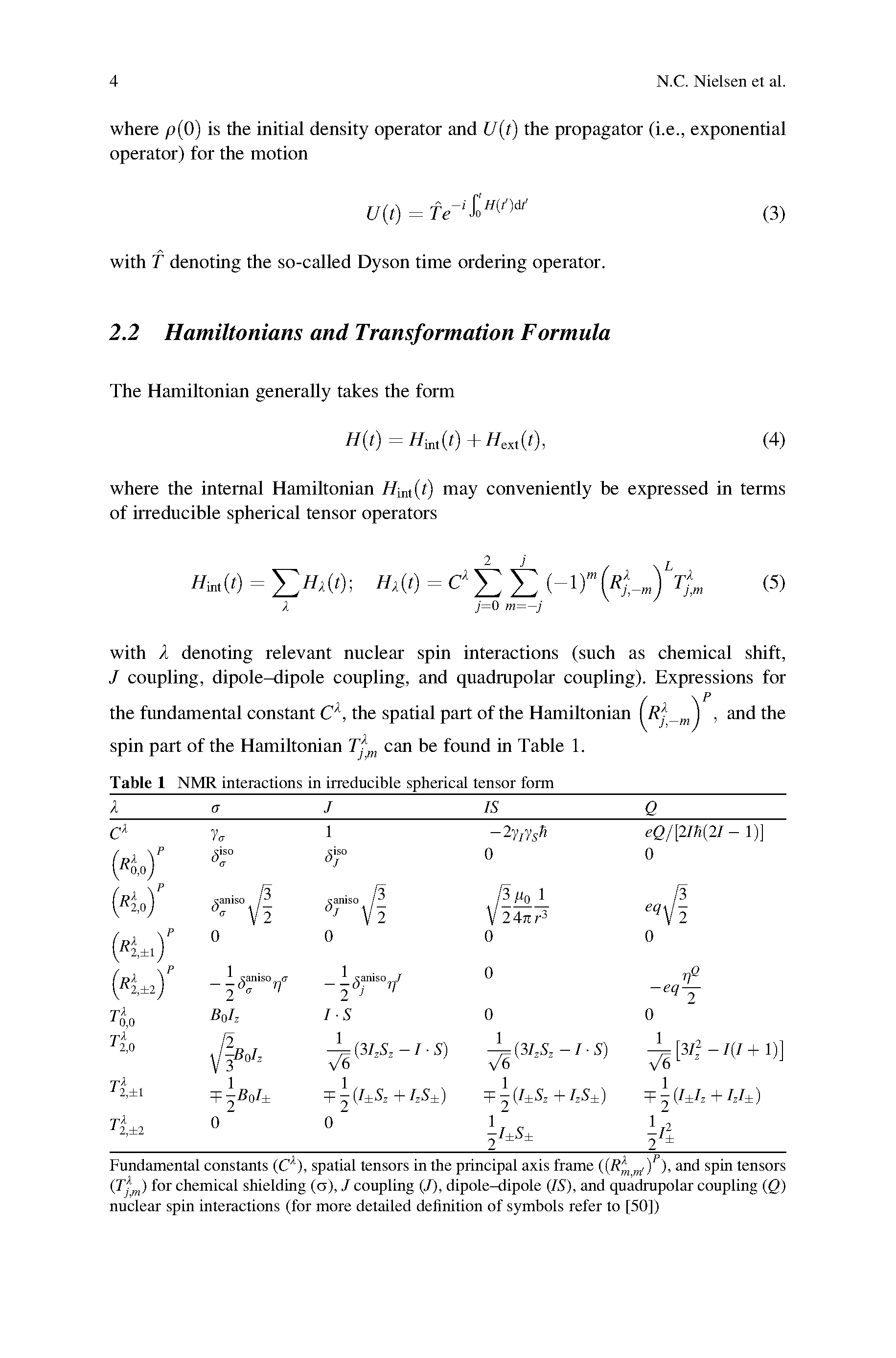 Table 1 NMR interactions in irreducible spherical tensor form ...