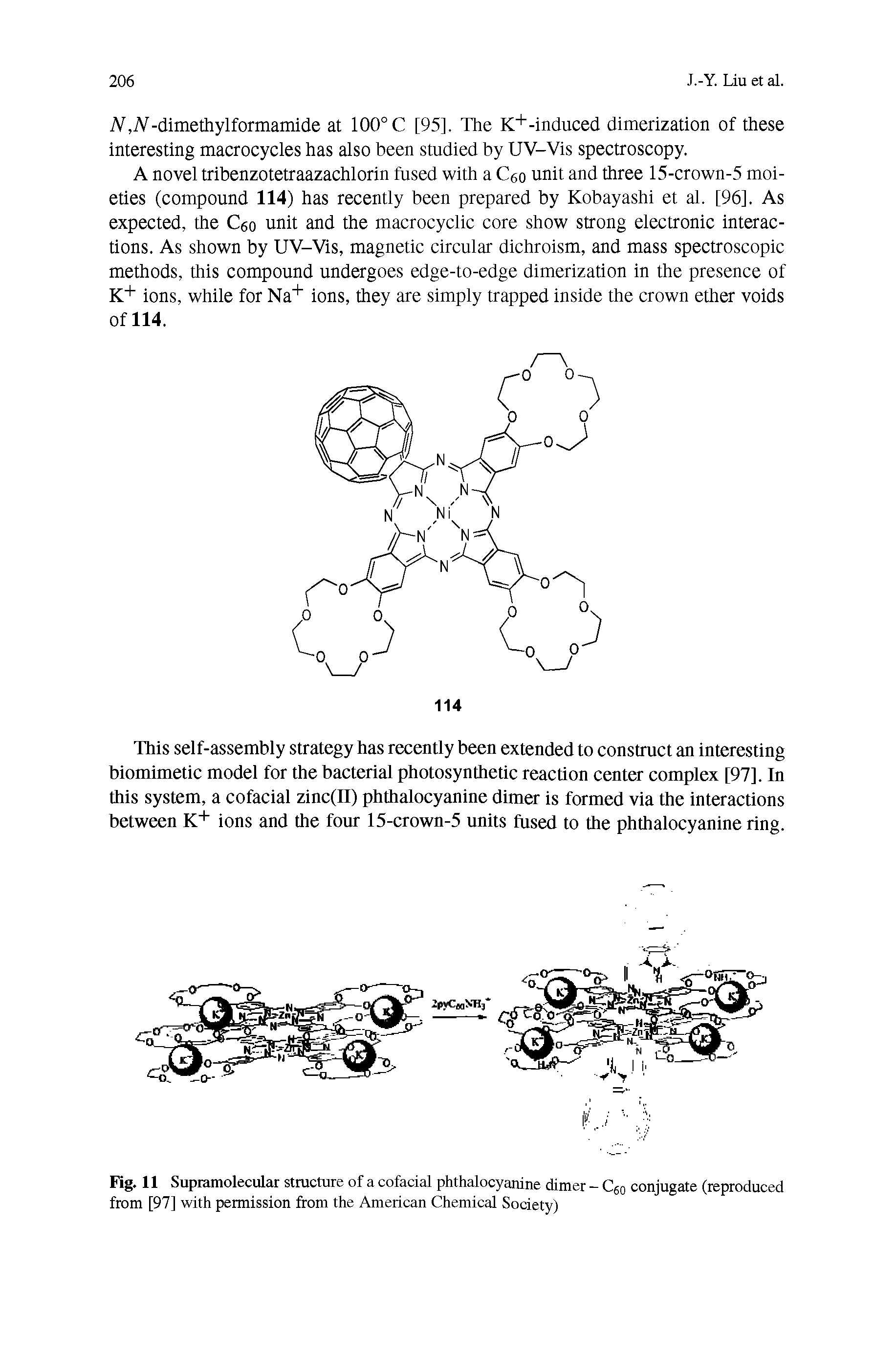 Fig. 11 Supramolecular structure of a cofacial phthalocyanine dimer - C60 conjugate (reproduced from [97] with permission from the American Chemical Society)...