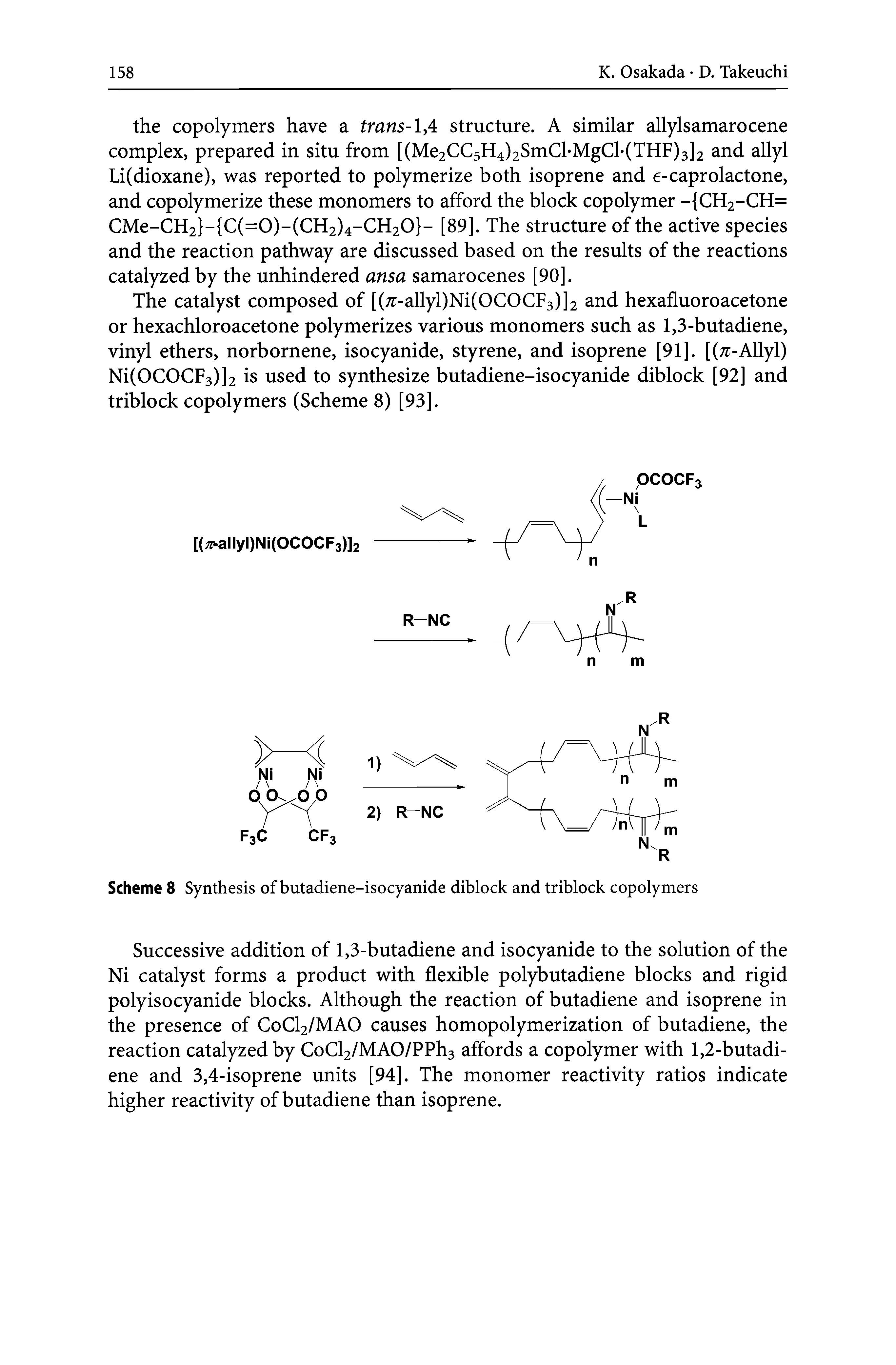 Scheme 8 Synthesis of butadiene-isocyanide diblock and triblock copolymers...