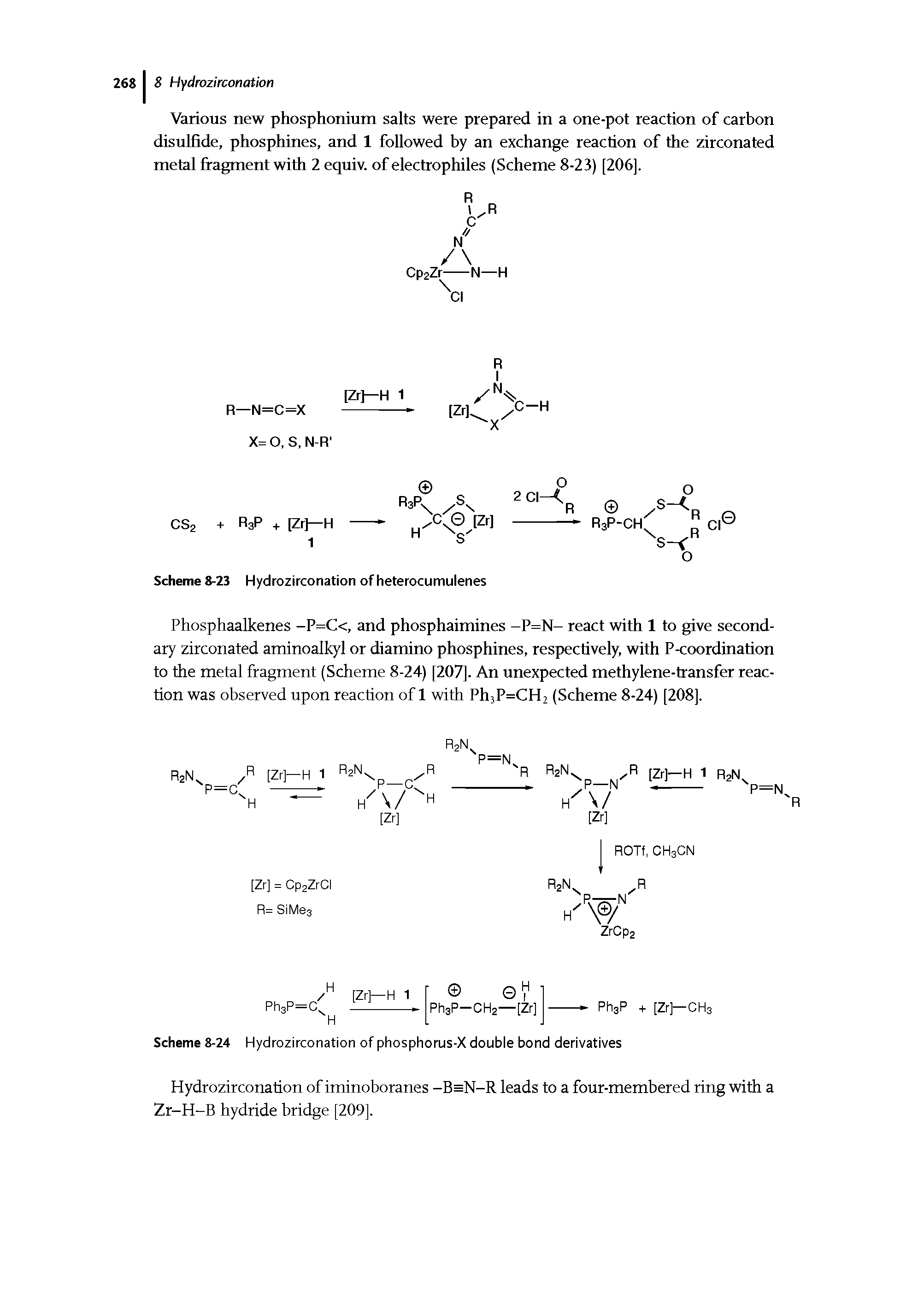 Scheme 8-24 Hydrozirconation of phosphorus-X double bond derivatives...