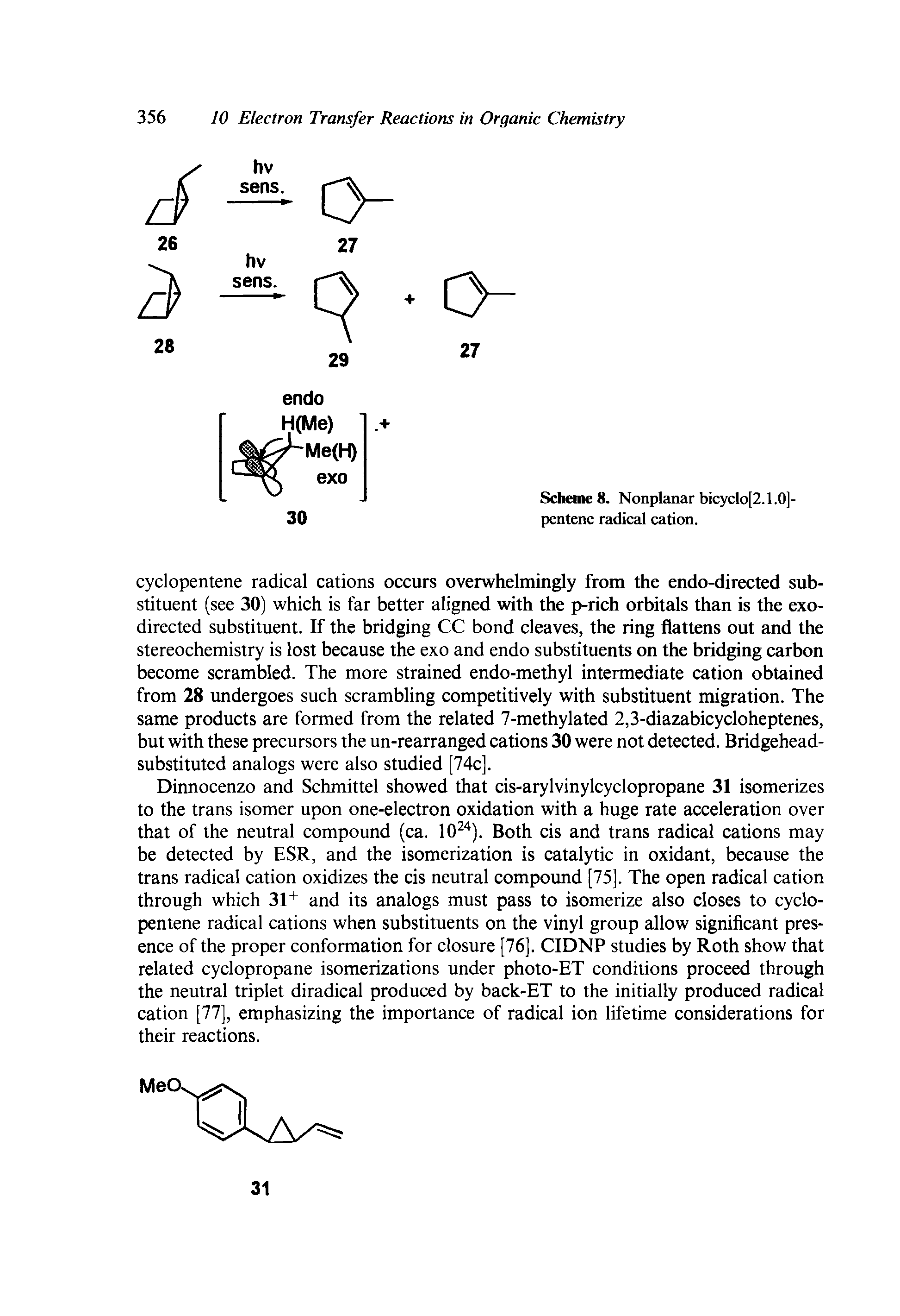 Schemes. Nonplanar bicyclo[2.1.0]-pentene radical cation.