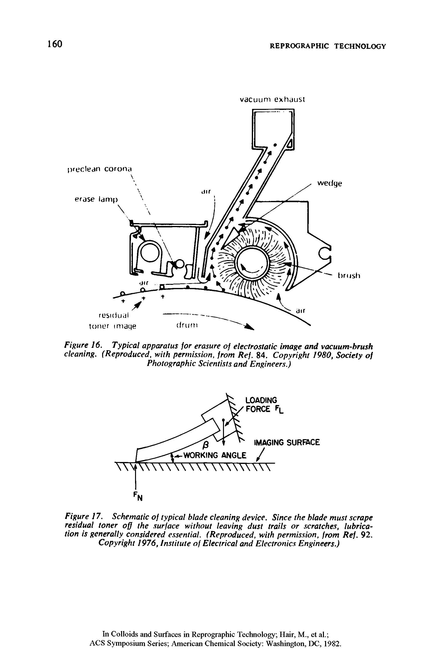 Figure 16. Typical apparatus for erasure of electrostatic image and vacuum-brush cleaning. (Reproduced, with permission, from Ref. 84. Copyright 1980, Society of Photographic Scientists and Engineers.)...