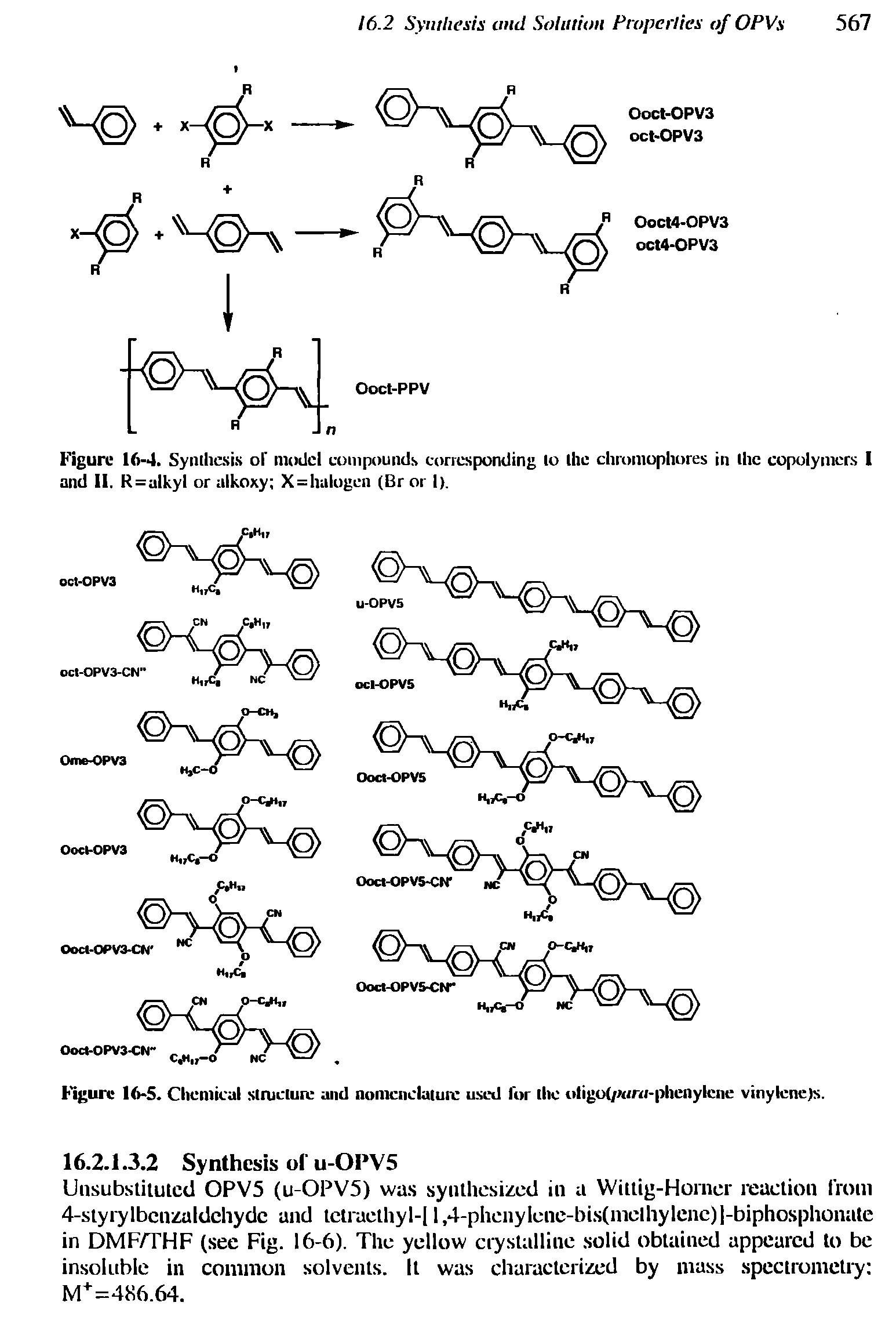Figure 16-5. Chemical structure and nomenclature used for the oligol/runr-phenylcne vinylcne)s.