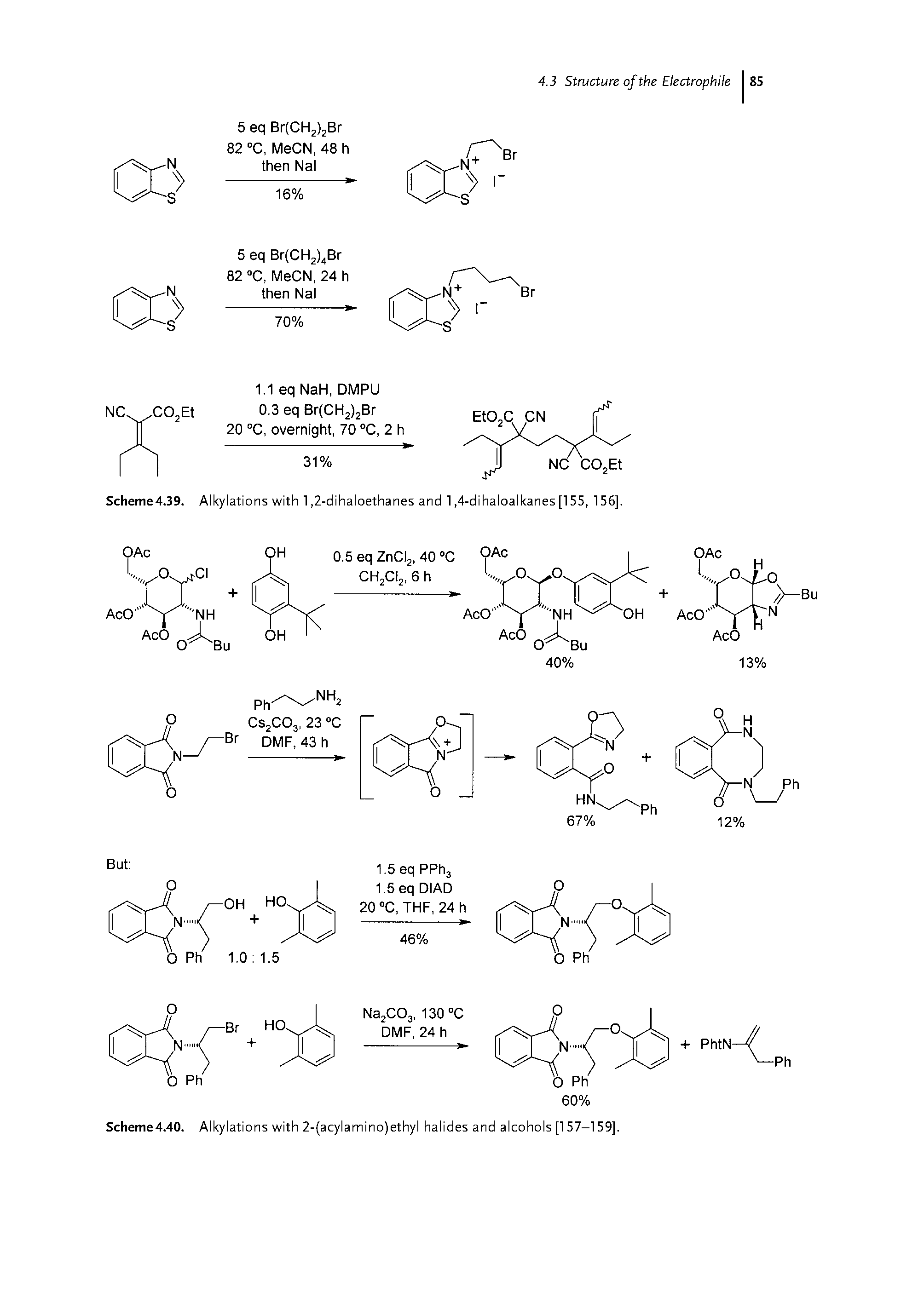 Scheme4.40. Alkylations with 2-(acylamino)ethyl halides and alcohols [157-159],...