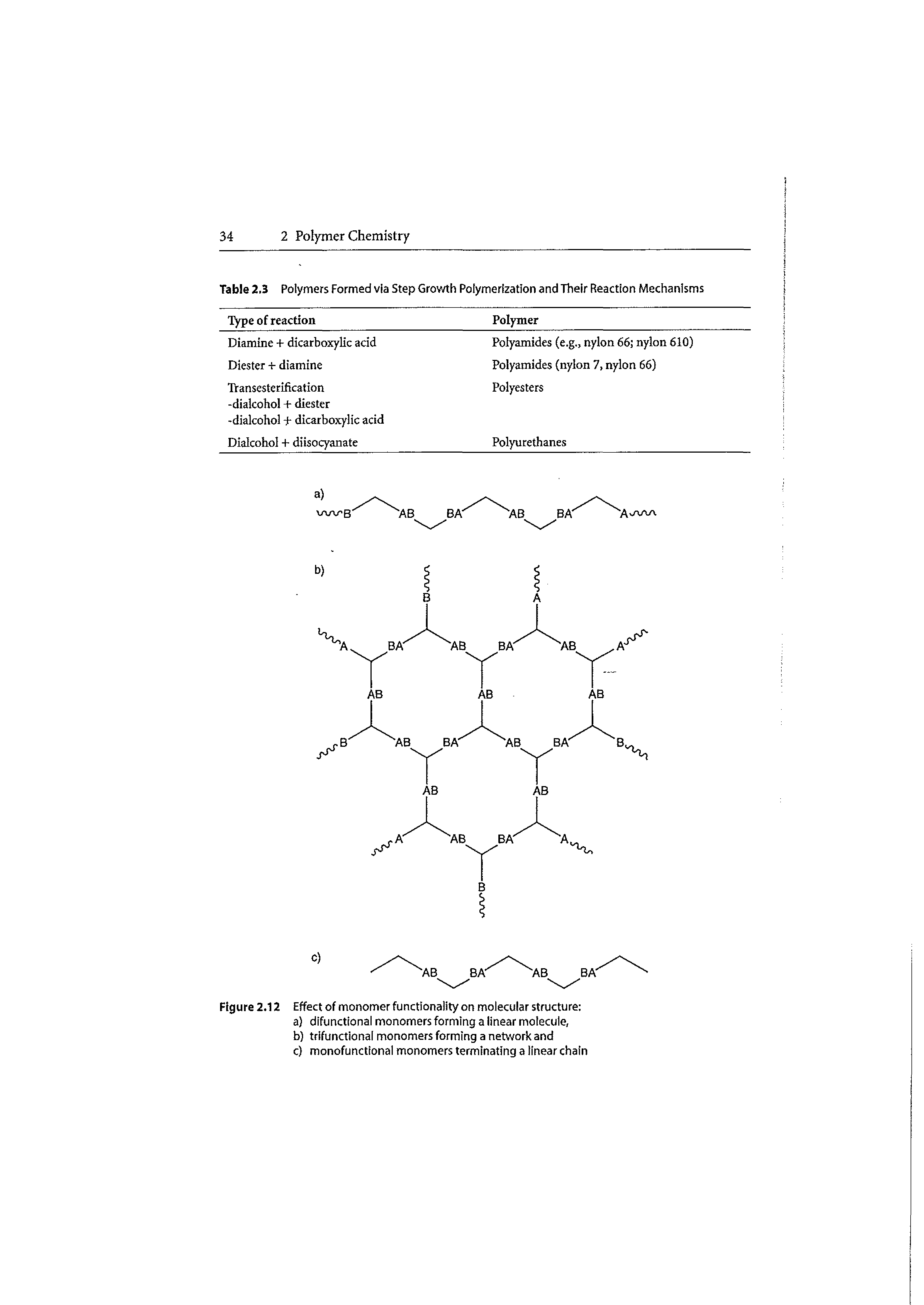 Figure 2.12 Effect of monomer functionality on molecular structure ...