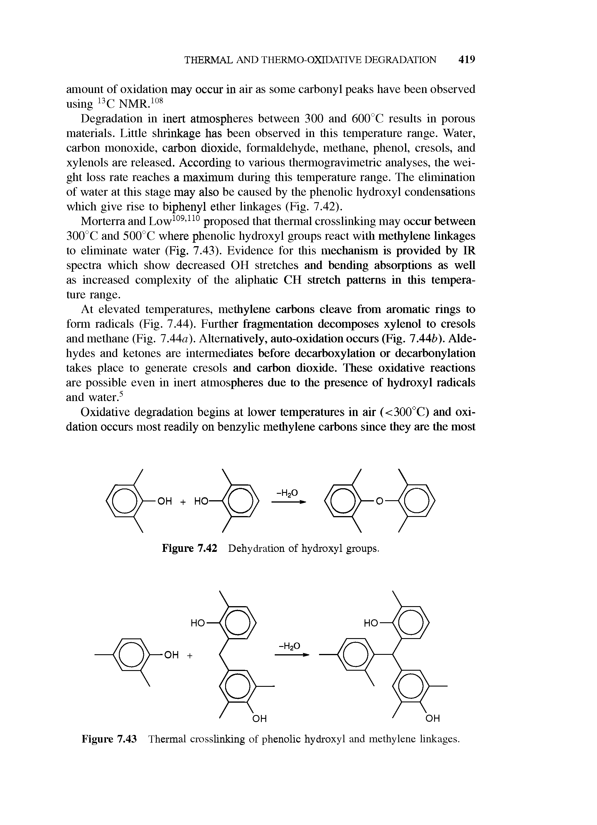 Figure 7.43 Thermal crosslinking of phenolic hydroxyl and methylene linkages.