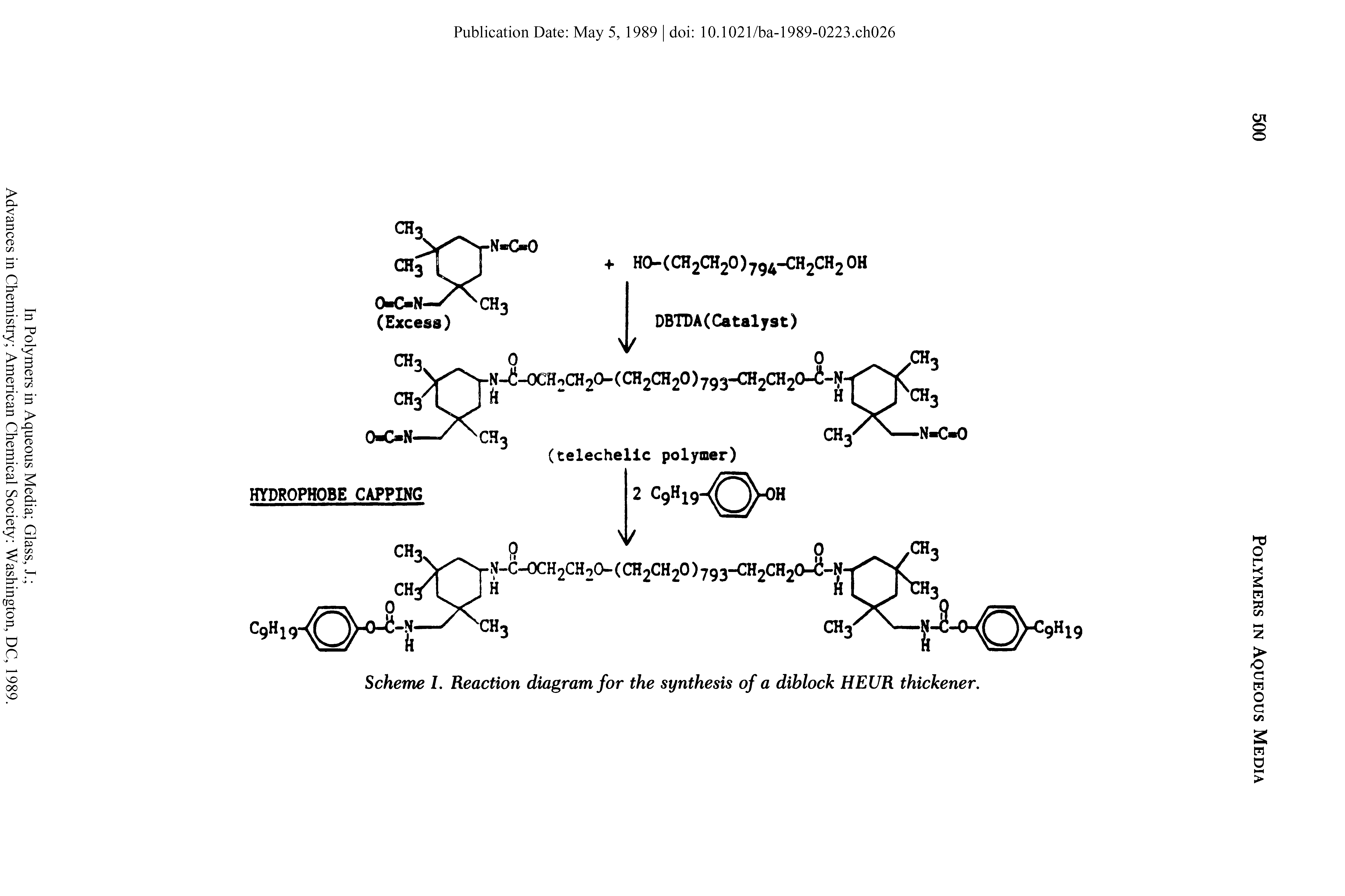 Scheme I. Reaction diagram for the synthesis of a diblock HEUR thickener.