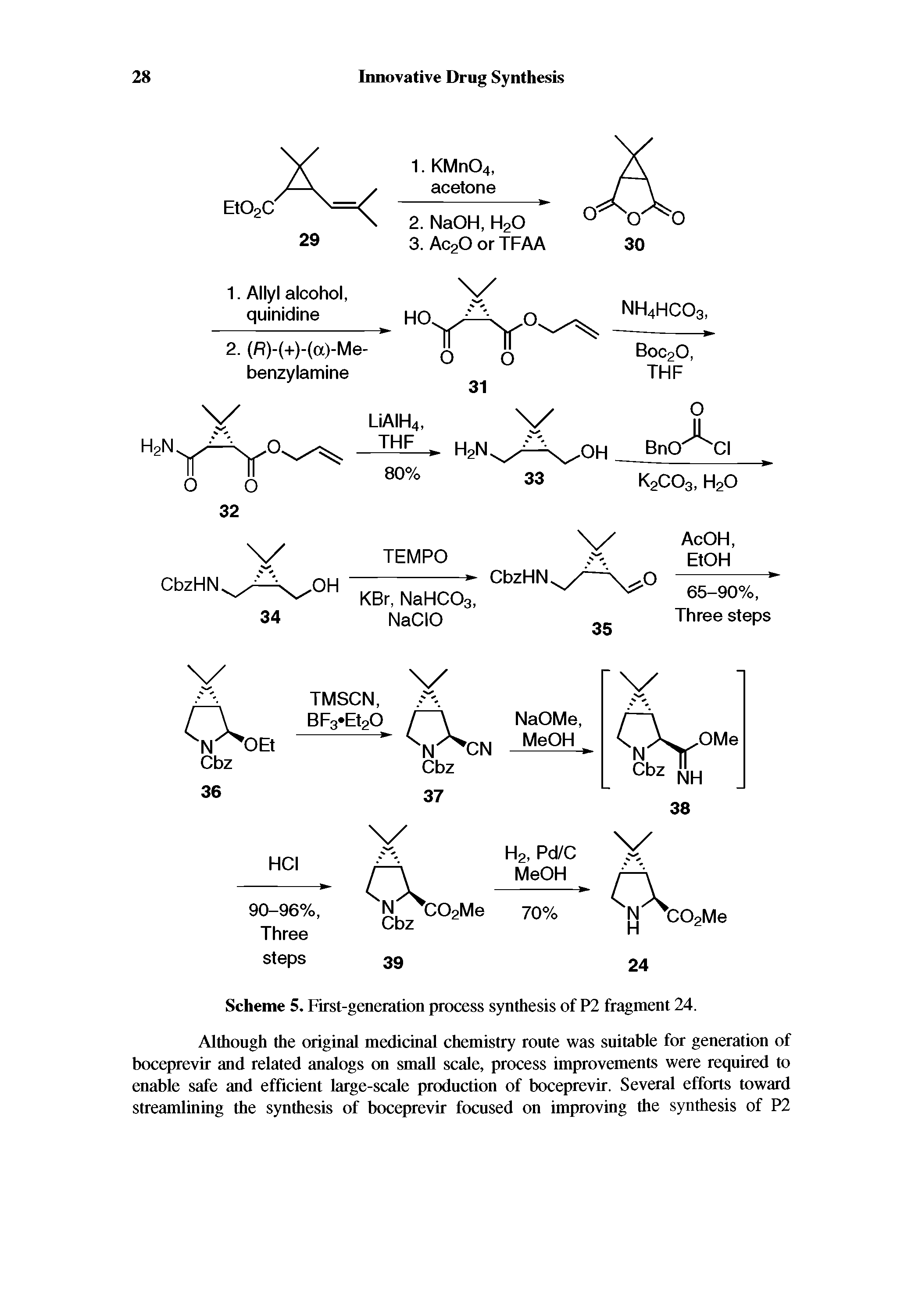 Scheme 5. First-generation process synthesis of P2 fragment 24.