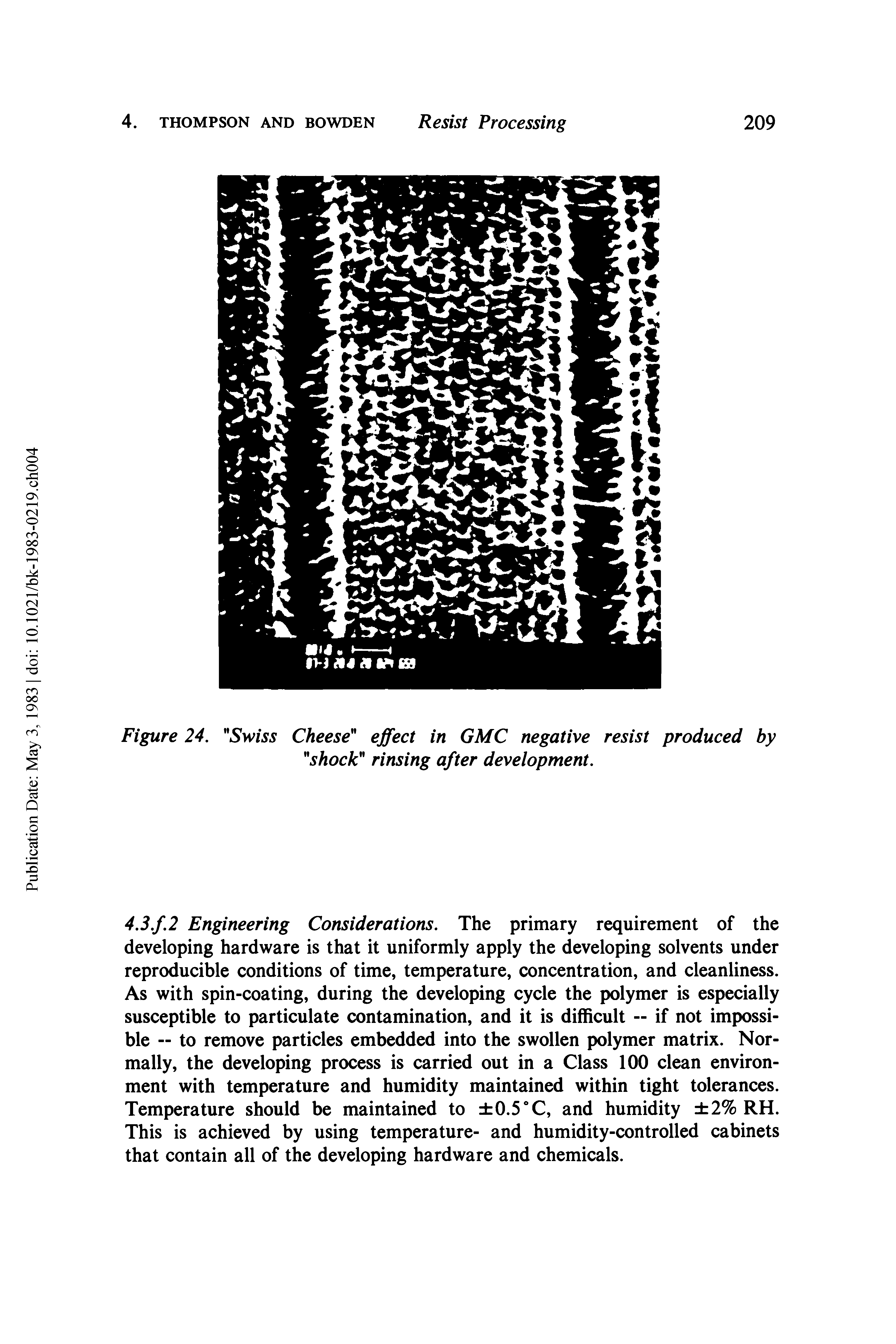 Figure 24. Swiss Cheese effect in GMC negative resist produced by shock rinsing after development.