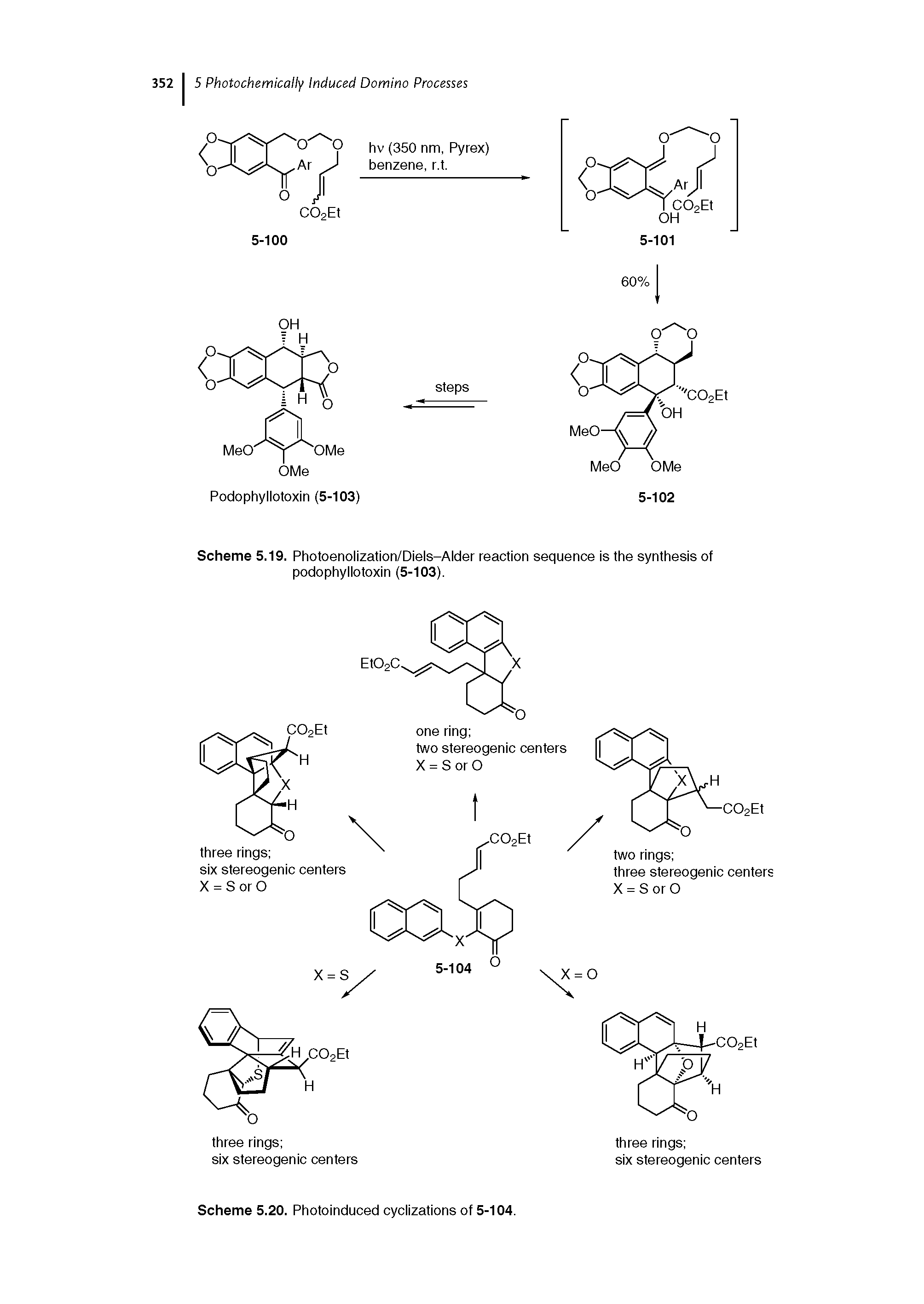 Scheme 5.19. Photoenolization/Diels-Alder reaction sequence is the synthesis of podophyllotoxin (5-103).