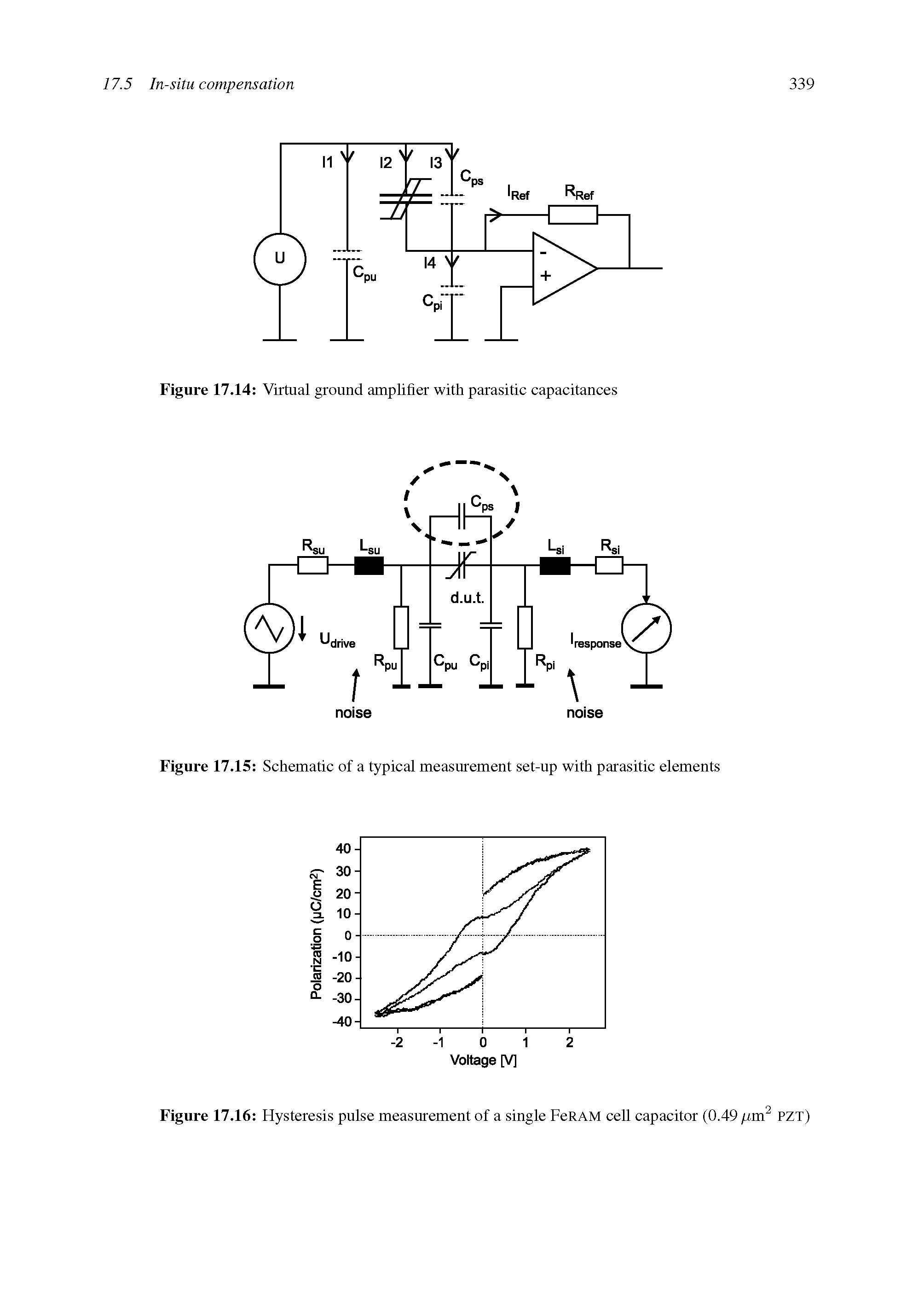 Figure 17.14 Virtual ground amplifier with parasitic capacitances...