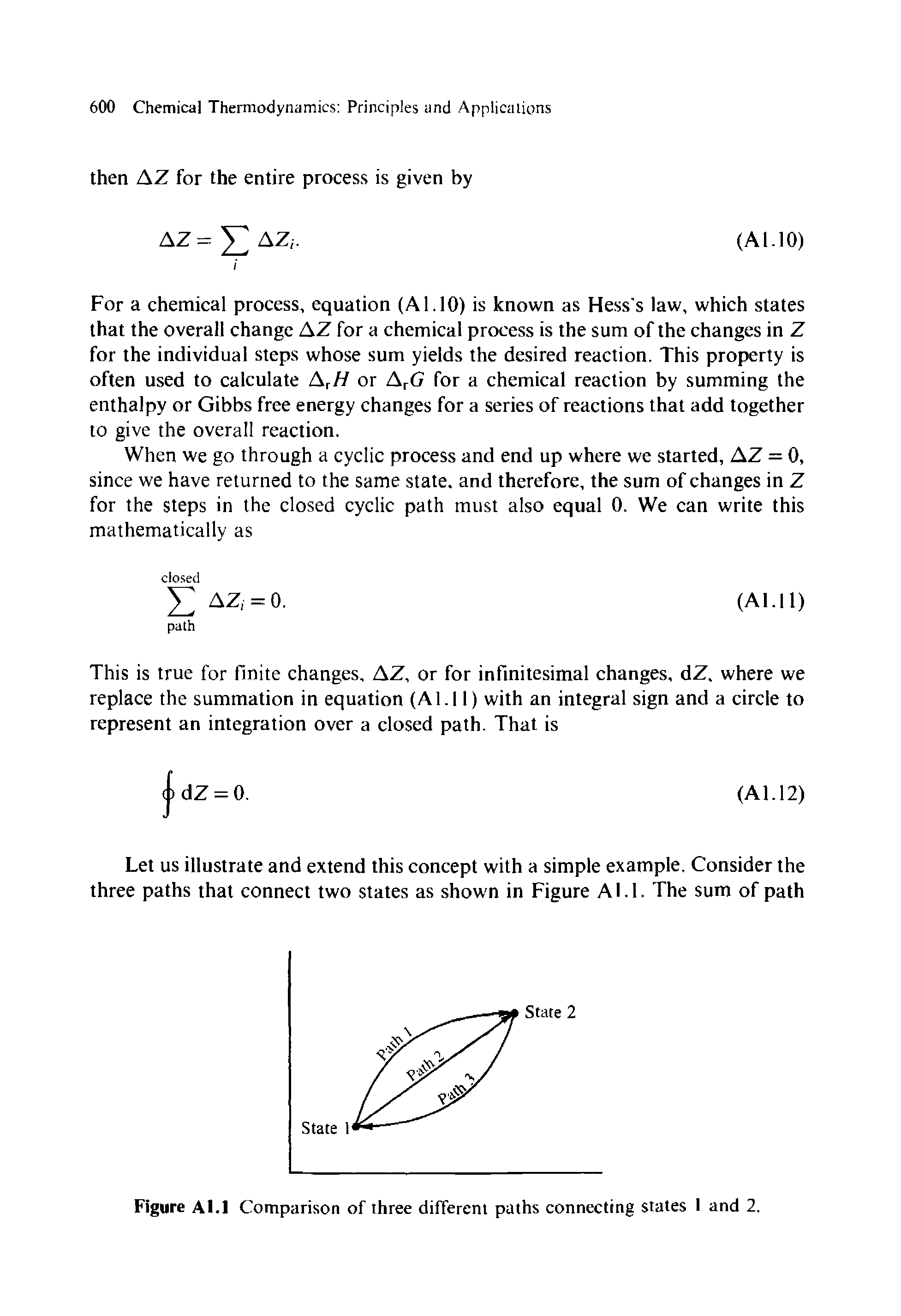 Figure Al.l Comparison of three different paths connecting states 1 and 2,...