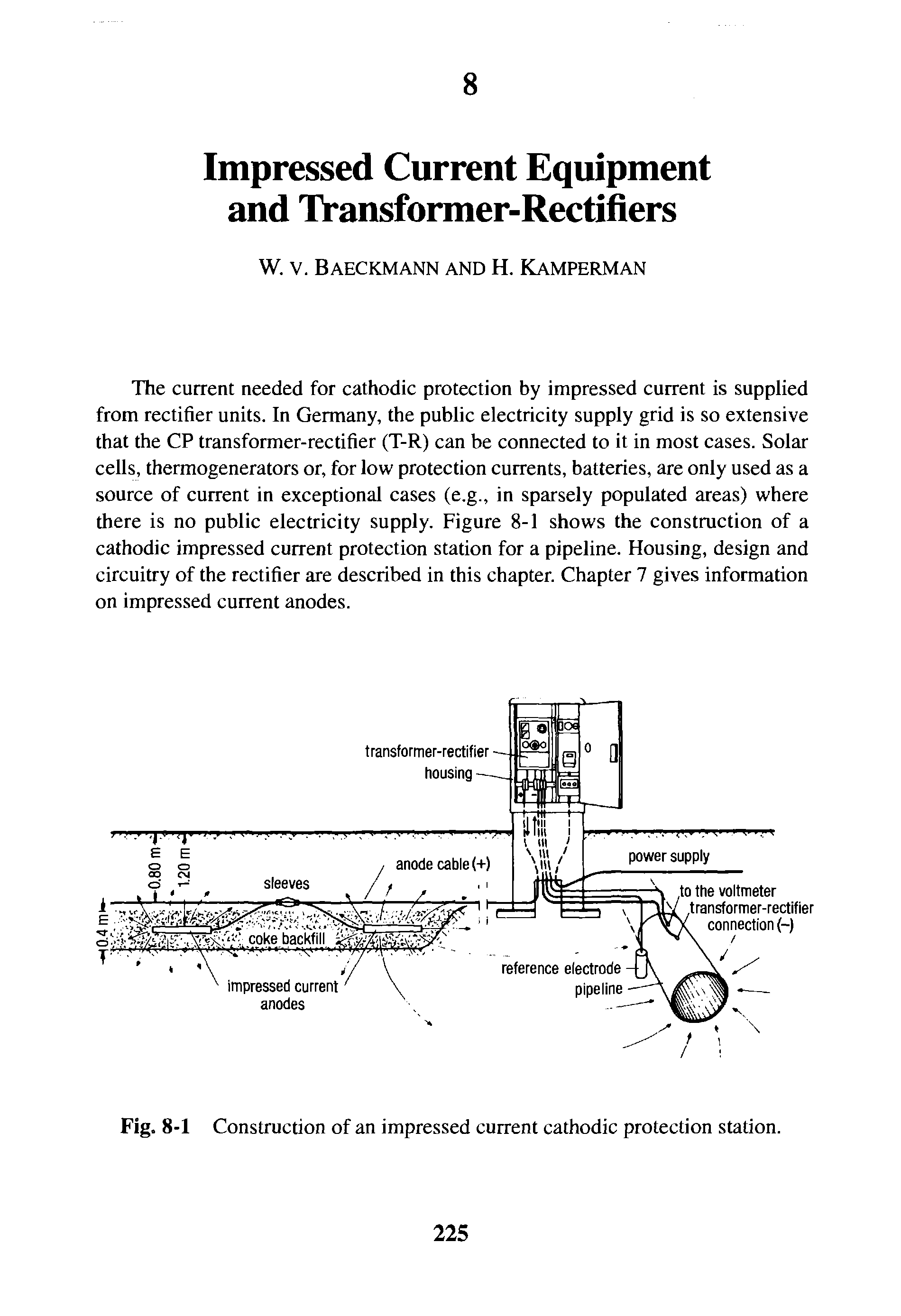 Fig. 8-1 Construction of an impressed current cathodic protection station.