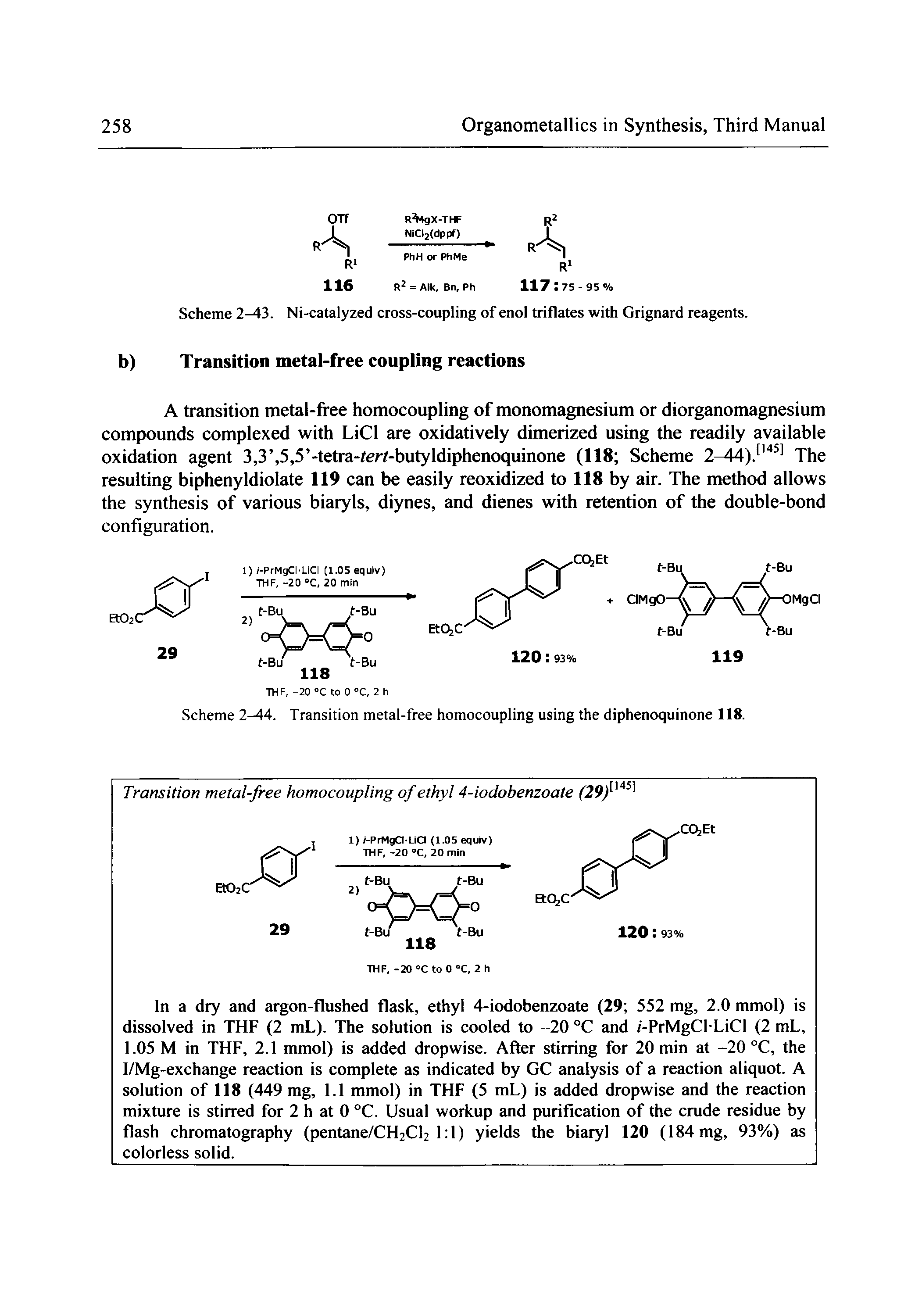 Scheme 2-44. Transition metal-free homocoupling using the diphenoquinone 118.