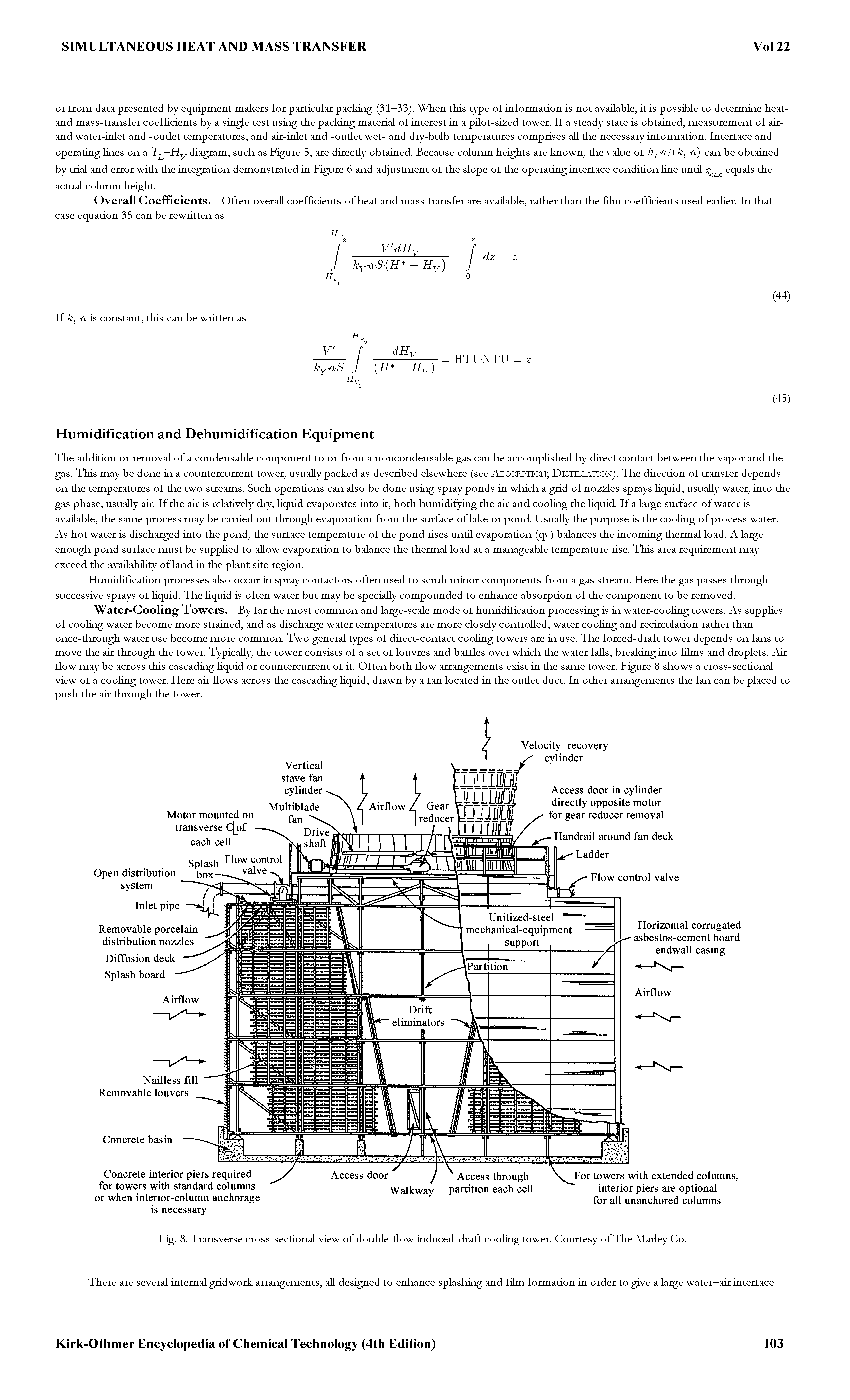 Fig. 8. Transverse cross-sectional view of double-flow induced-draft cooling tower. Courtesy of The Madey Co.