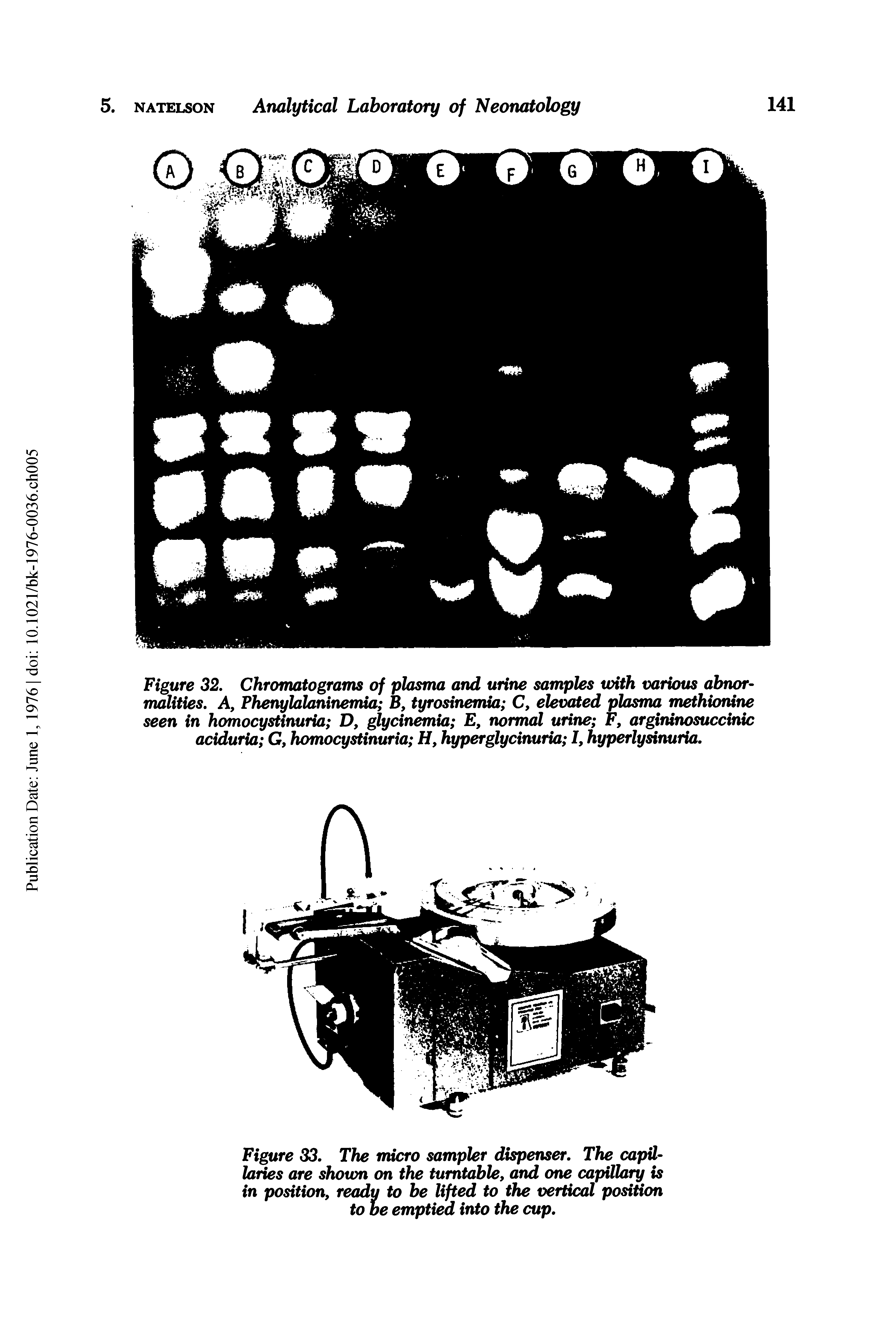 Figure 33. The micro sampler dispenser. The capillaries are shown on the turntable, and one capillary is in position, ready to be lifted to the vertical position to be emptied into the cup.