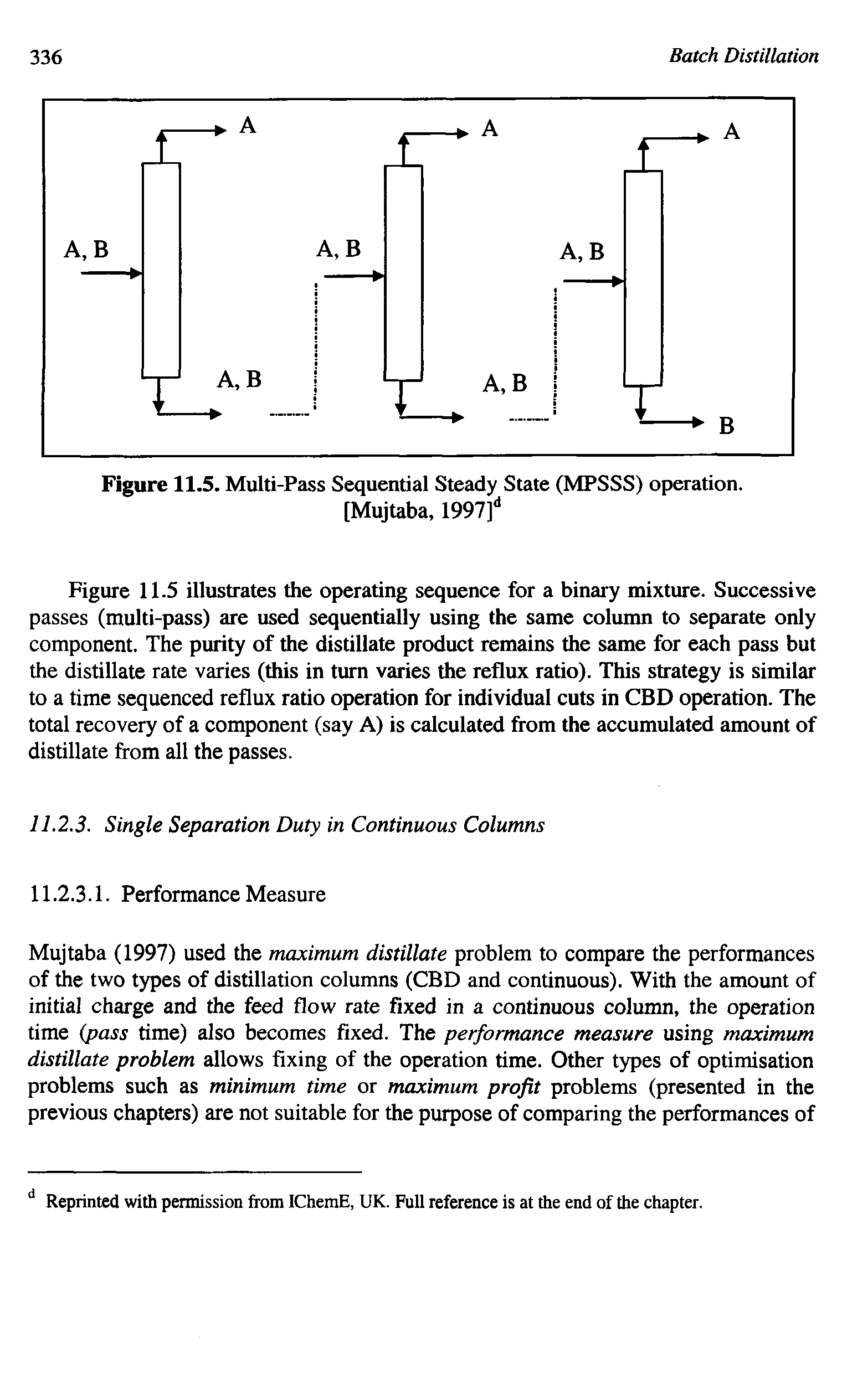 Figure 11.5. Multi-Pass Sequential Steady State (MPSSS) operation. [Mujtaba, 1997]d...