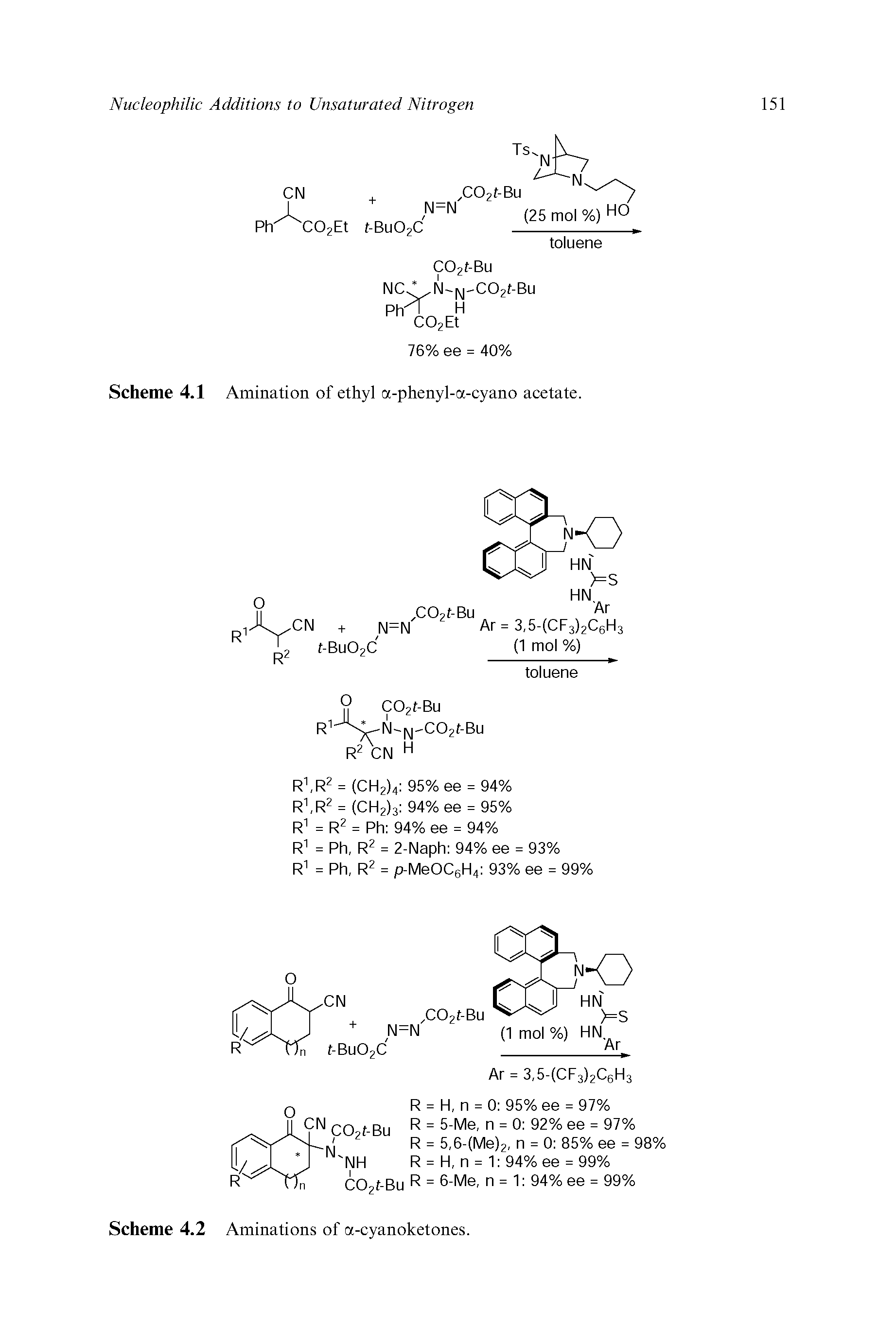Scheme 4.1 Amination of ethyl a-phenyl-a-cyano acetate.