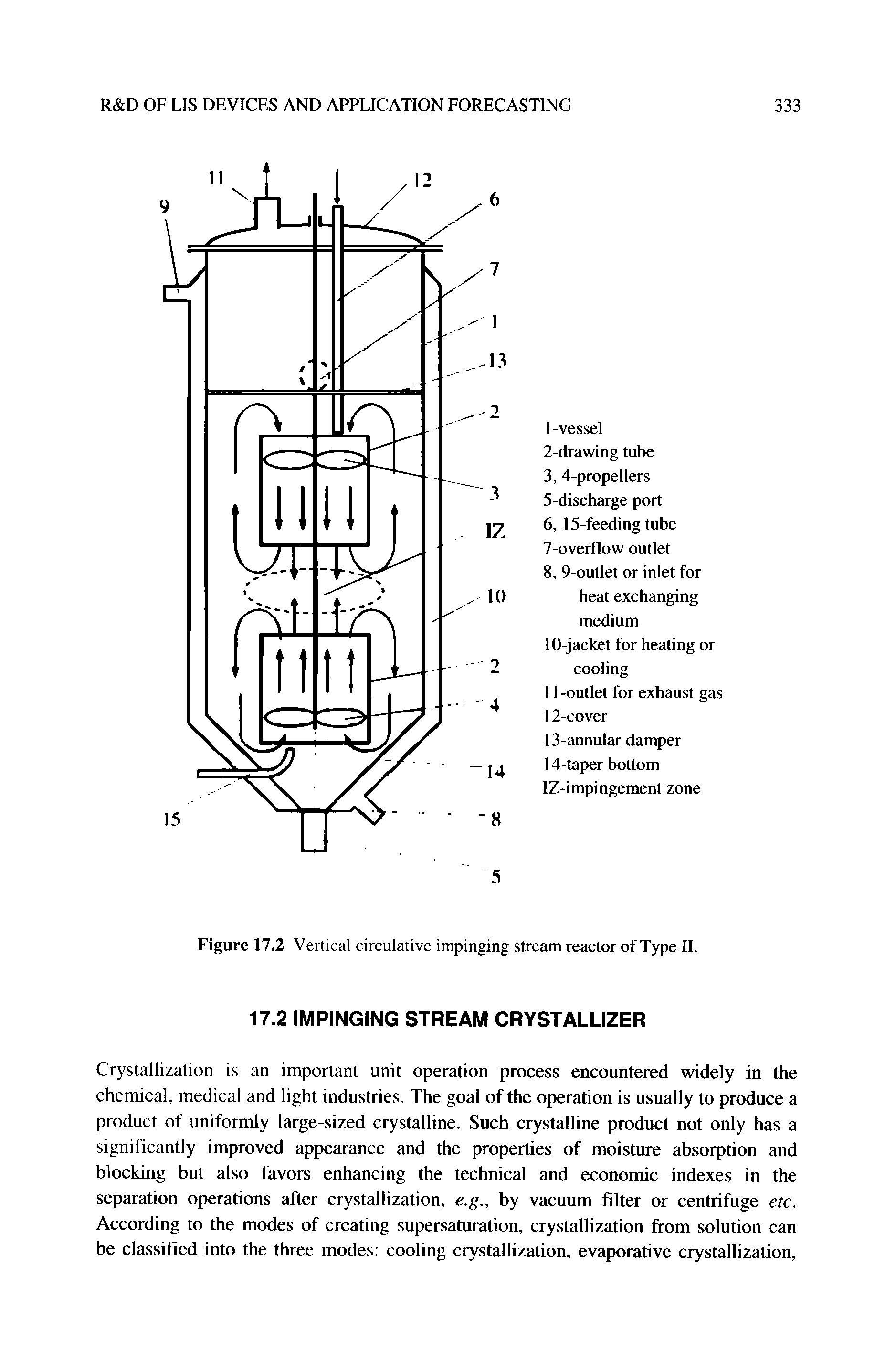 Figure 17.2 Vertical circulative impinging stream reactor of Type II.