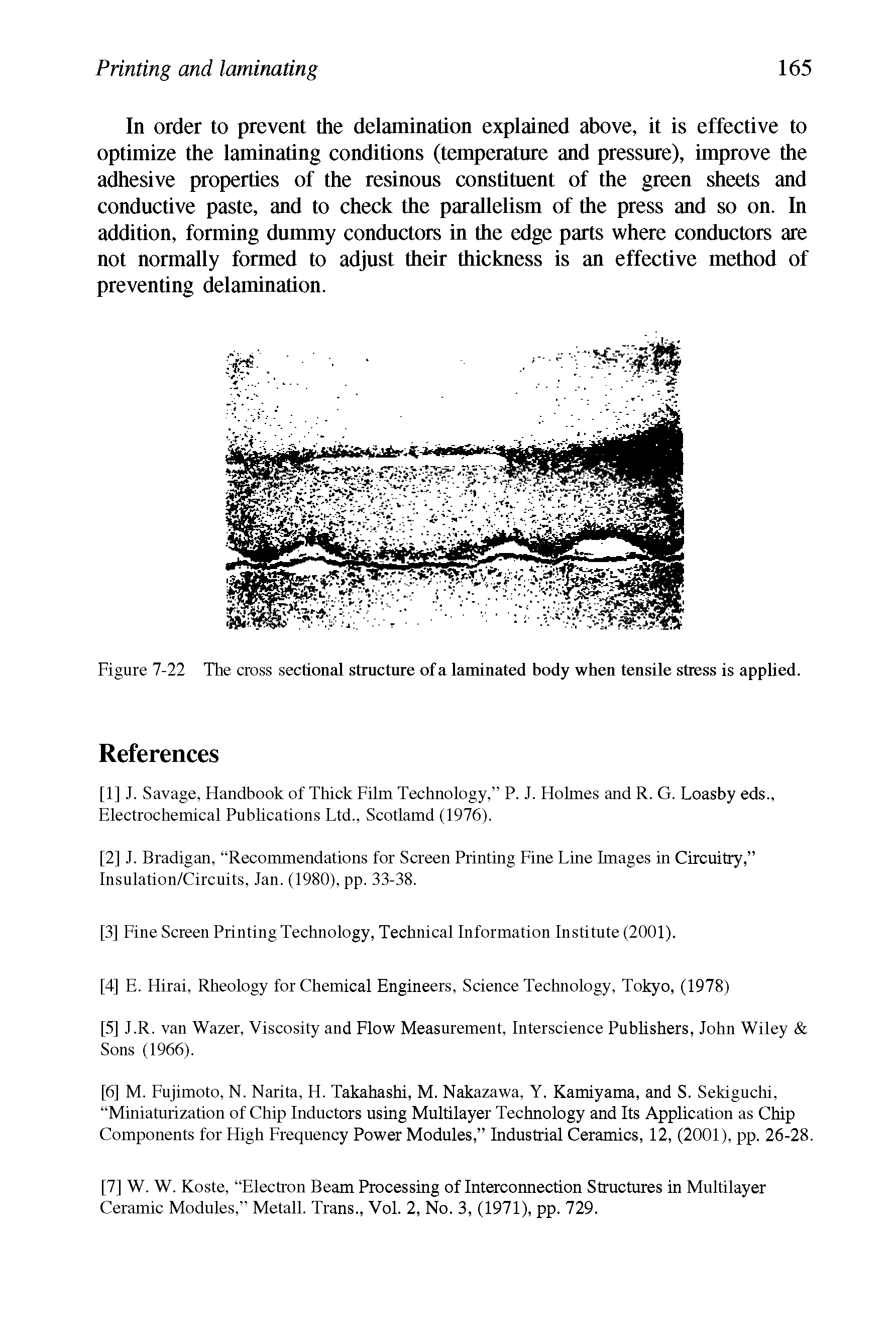 Figure 7-22 The cross sectional structure of a laminated body when tensile stress is applied.